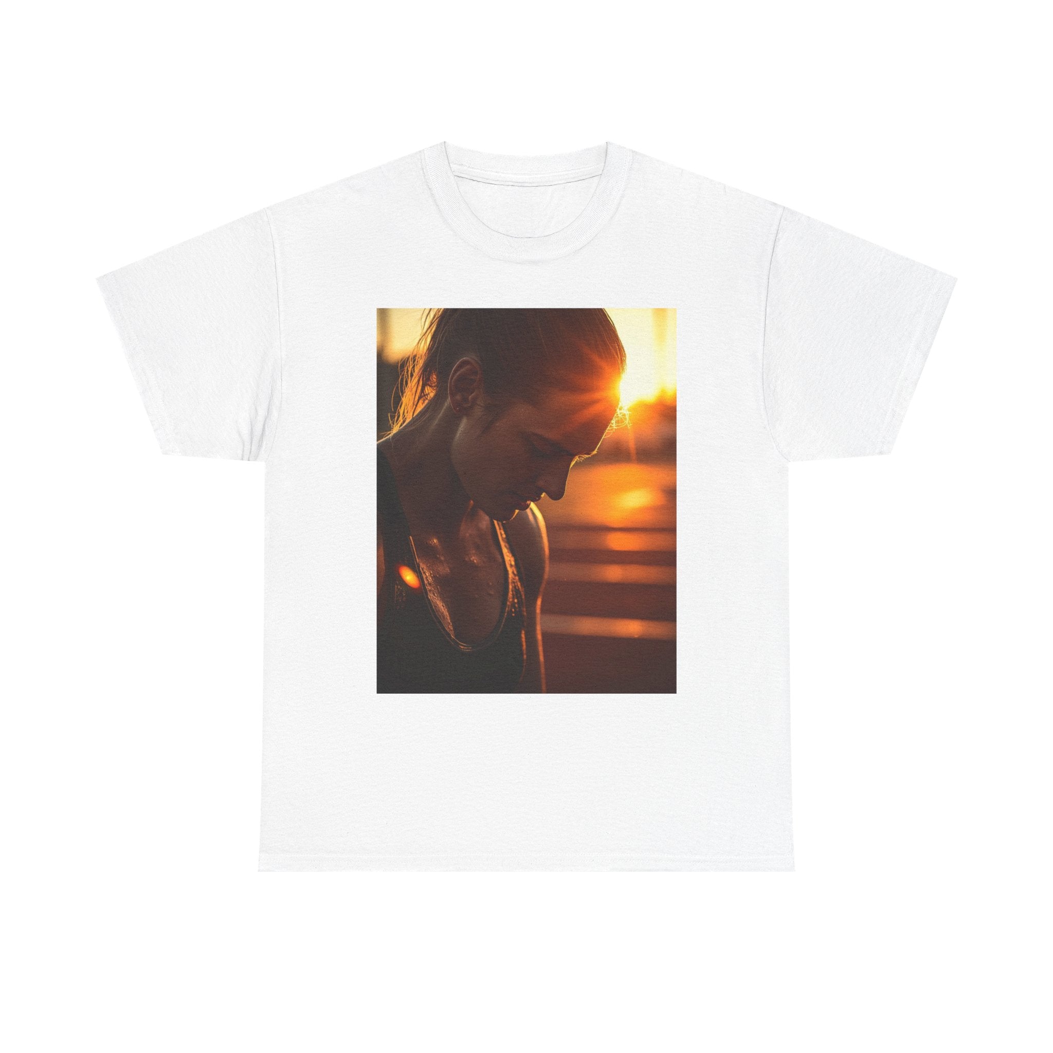 Sunset Gym Photo T-Shirt — Muscular Athlete Sunset Print Tee