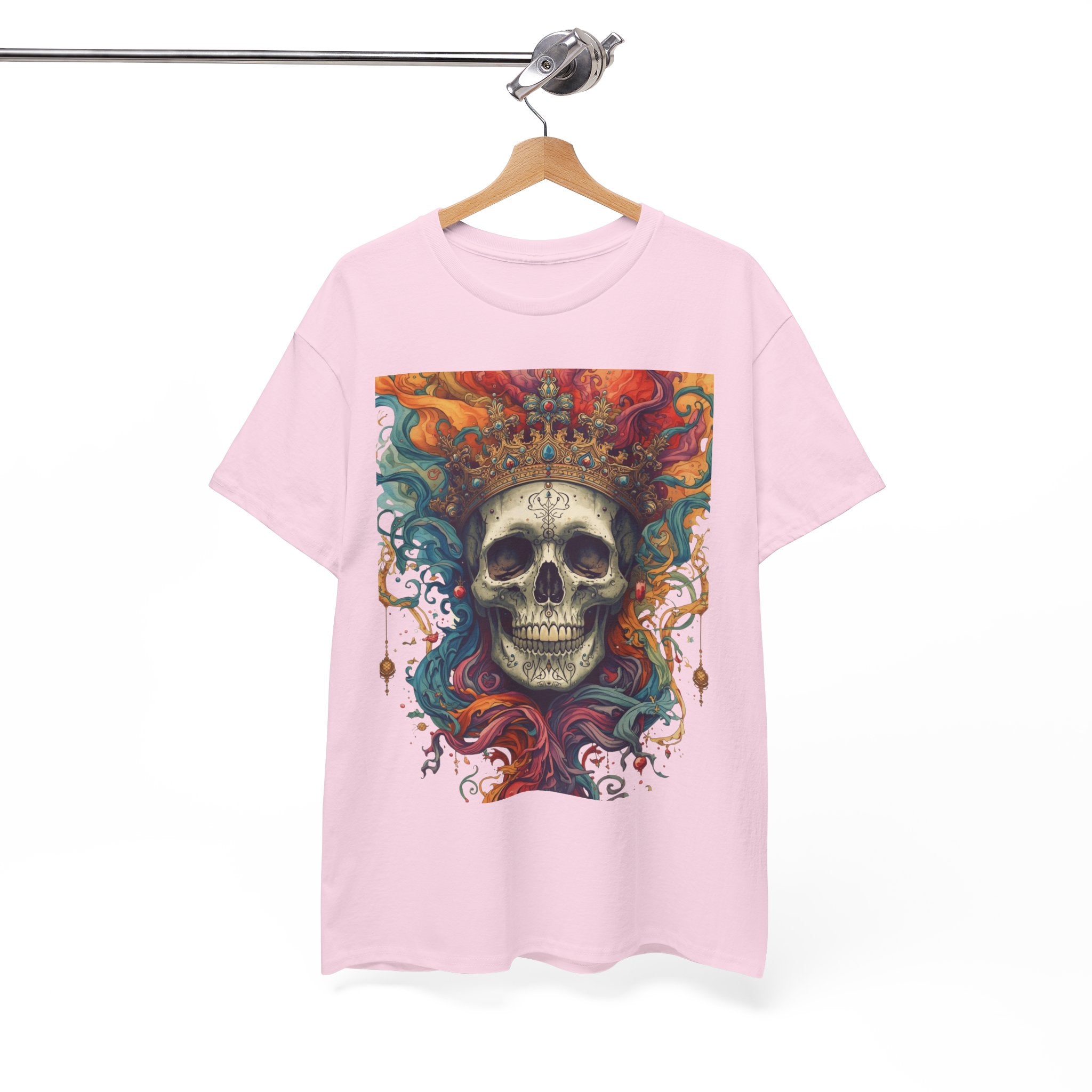 Skull King T-Shirt — Colorful Crowned Skull Graphic Tee for Rock, Gothic & Halloween