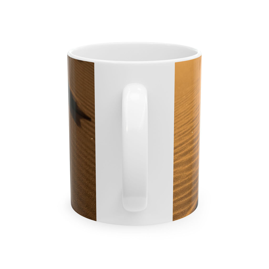 Desert Footprints Ceramic Mug – Sand Dune Photography Coffee Cup (11oz & 15oz)