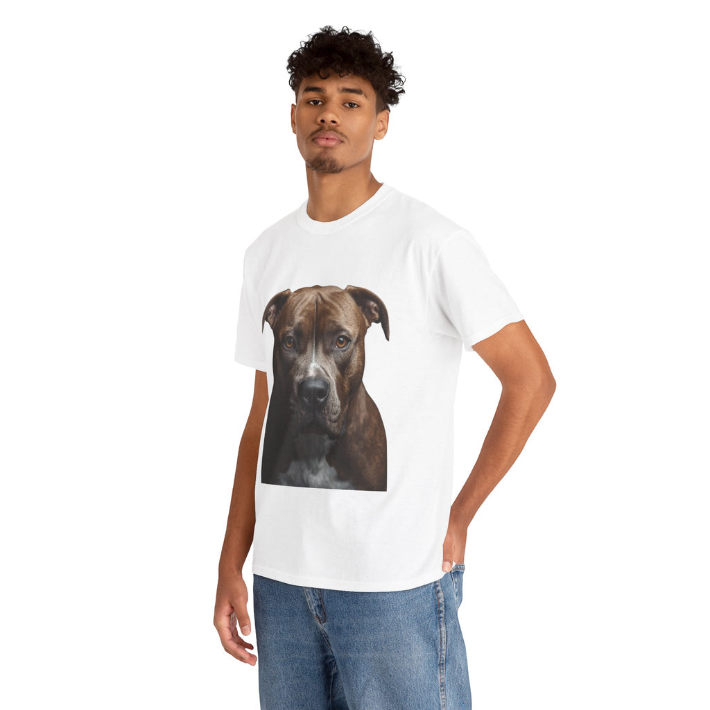 Pit Bull Portrait T-Shirt — Realistic Dog Face Tee for Dog Lovers