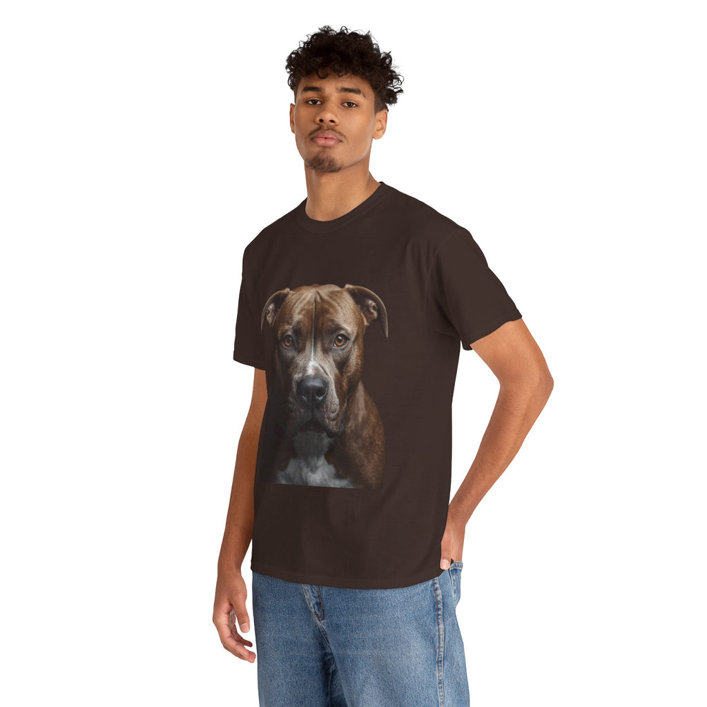 Pit Bull Portrait T-Shirt — Realistic Dog Face Tee for Dog Lovers