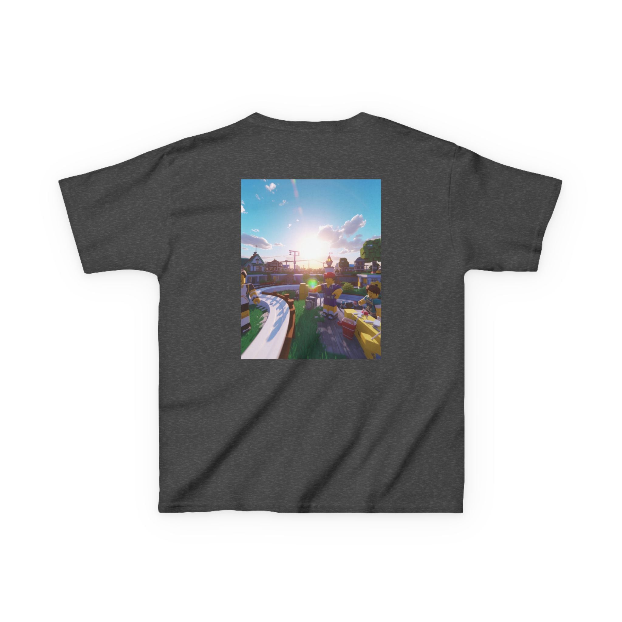 Kids Tee — Colorful Sunset Neighborhood Illustration
