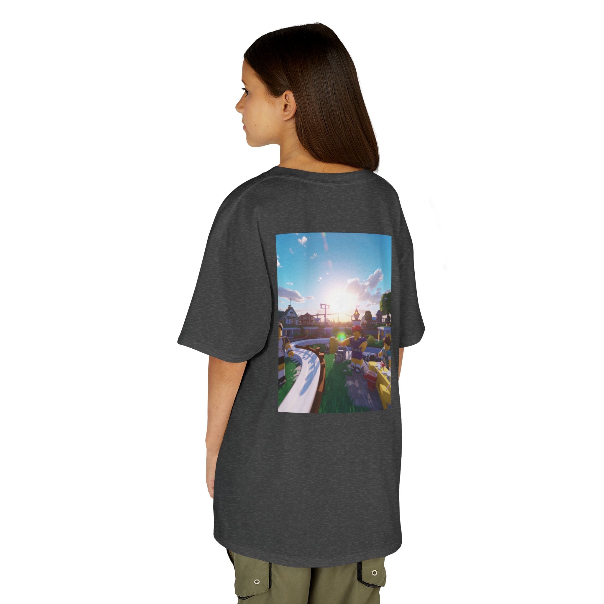 Kids Tee — Colorful Sunset Neighborhood Illustration