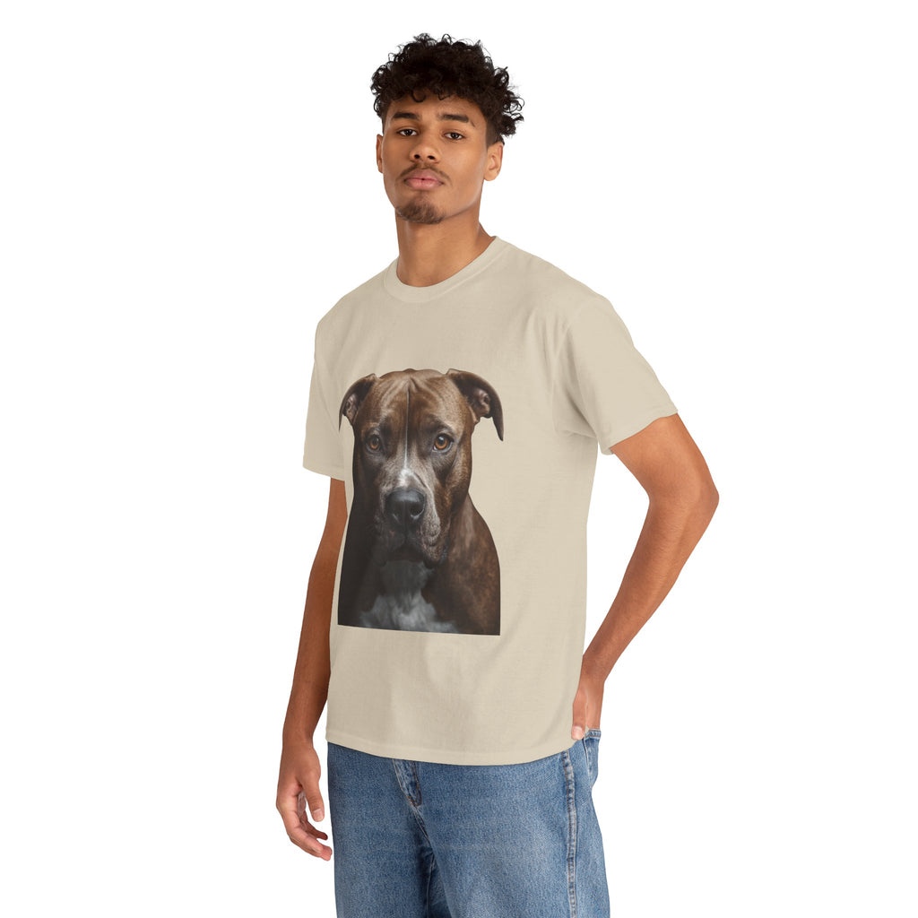 Pit Bull Portrait T-Shirt — Realistic Dog Face Tee for Dog Lovers