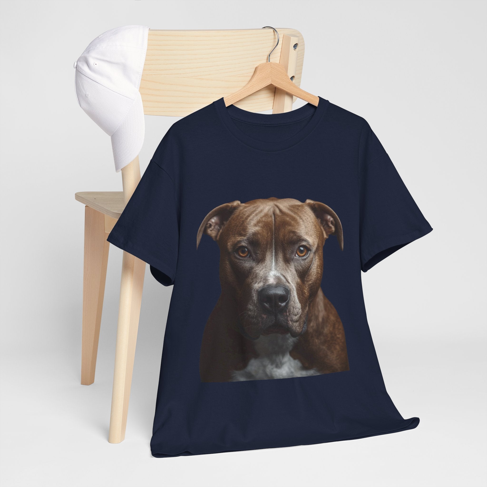 Pit Bull Portrait T-Shirt — Realistic Dog Face Tee for Dog Lovers