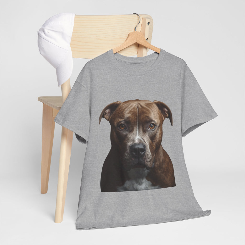 Pit Bull Portrait T-Shirt — Realistic Dog Face Tee for Dog Lovers