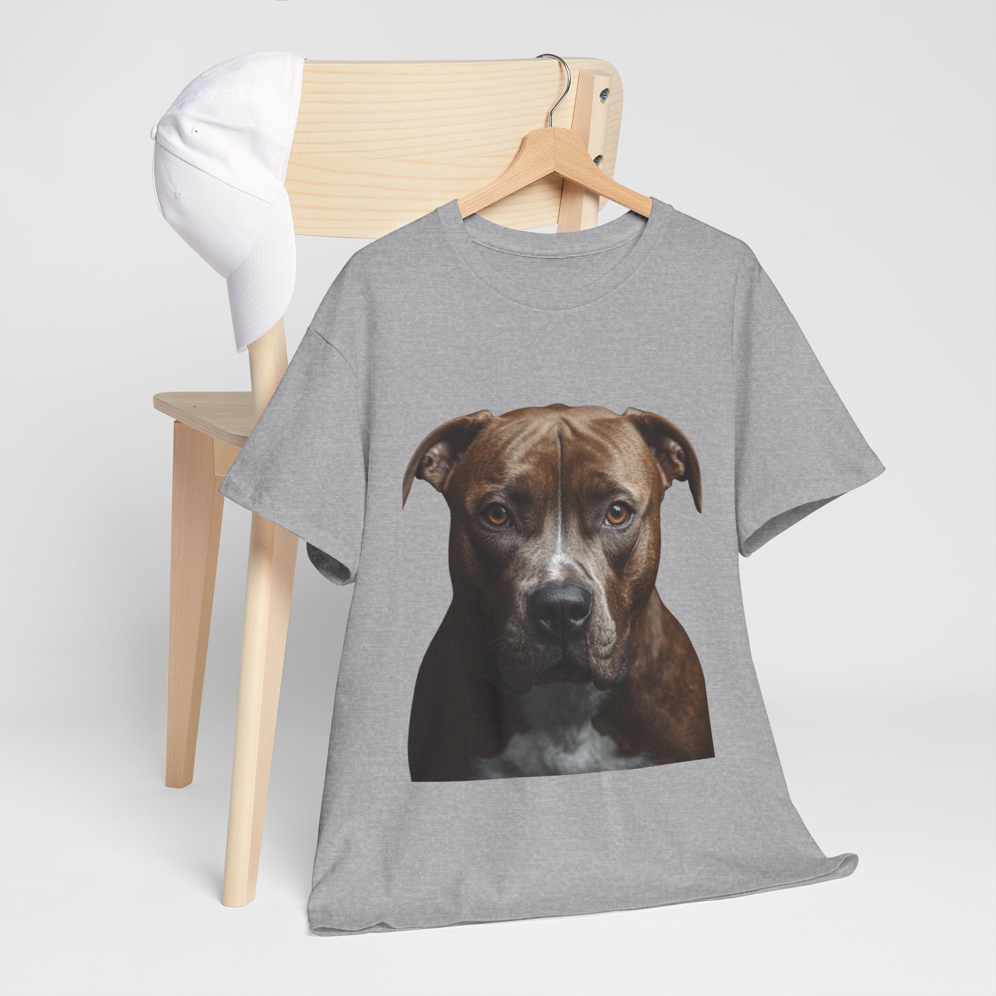 Pit Bull Portrait T-Shirt — Realistic Dog Face Tee for Dog Lovers