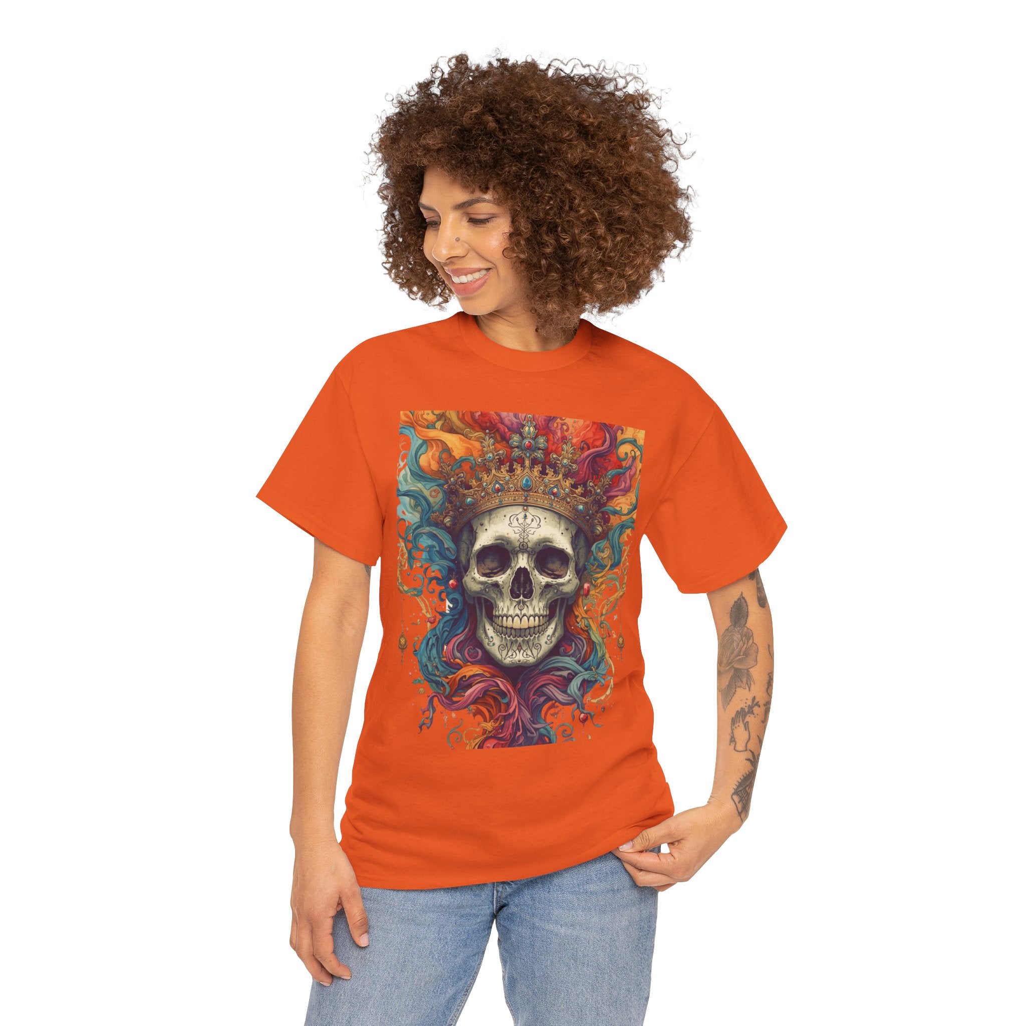 Skull King T-Shirt — Colorful Crowned Skull Graphic Tee for Rock, Gothic & Halloween