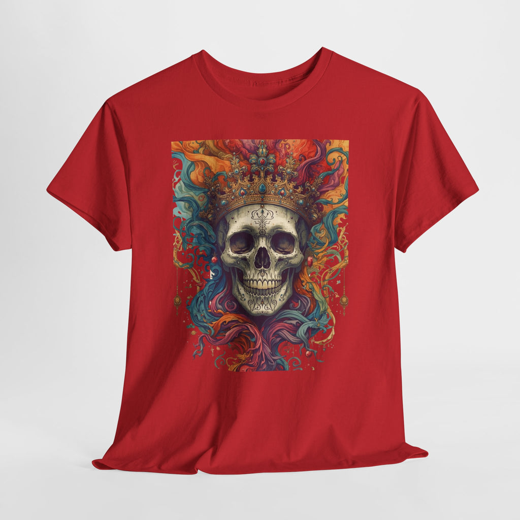 Skull King T-Shirt — Colorful Crowned Skull Graphic Tee for Rock, Gothic & Halloween