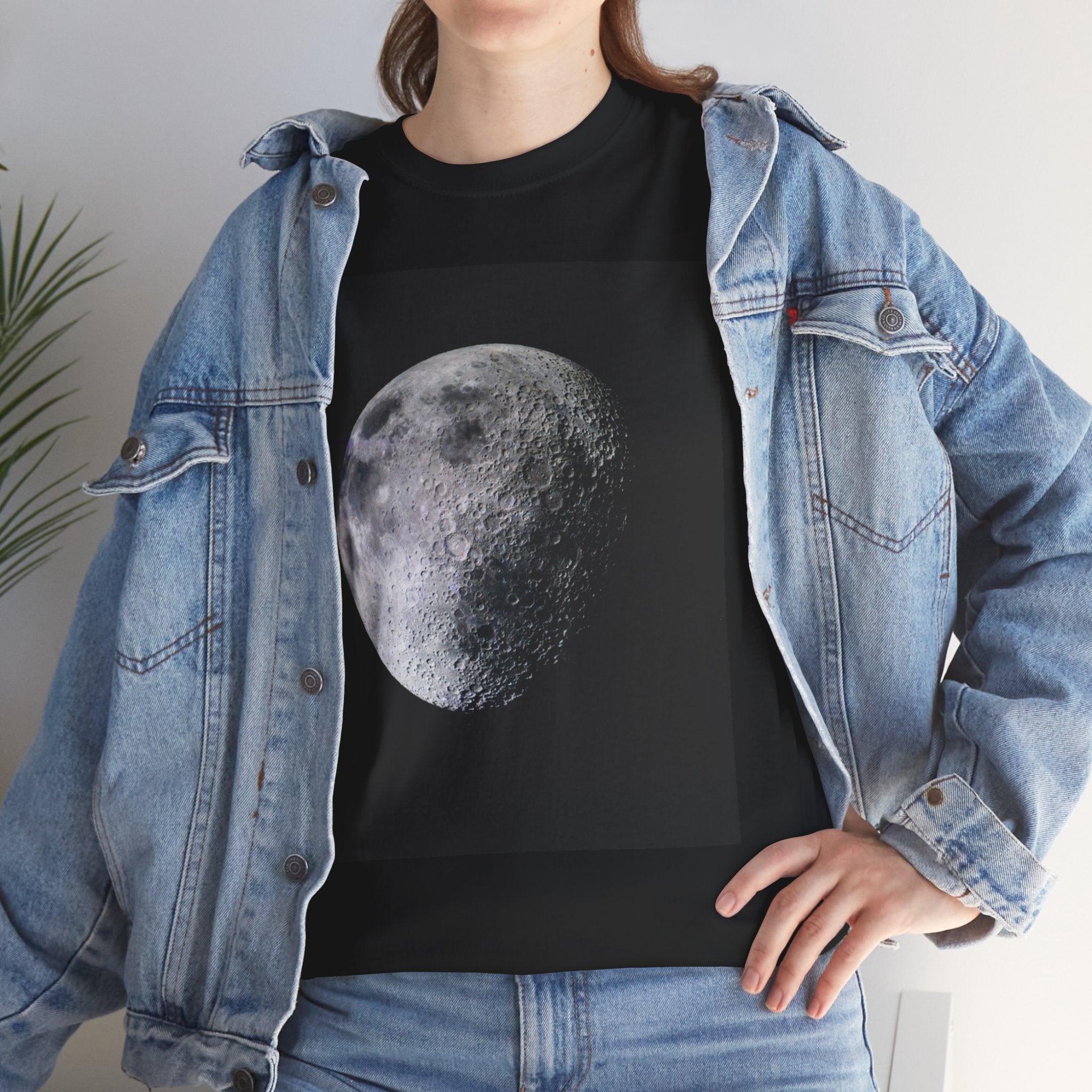Moon Phase Tee — Realistic Half Moon Graphic T-Shirt