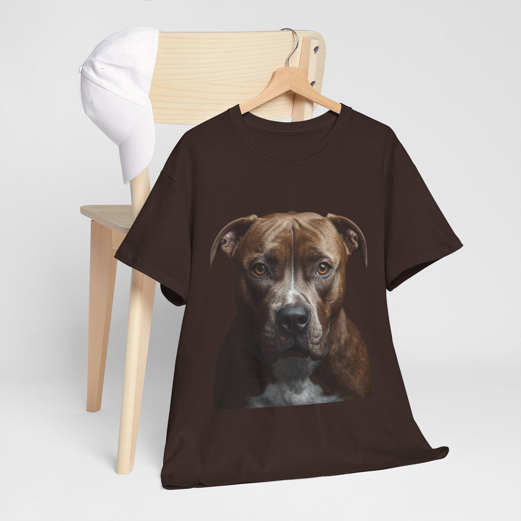 Pit Bull Portrait T-Shirt — Realistic Dog Face Tee for Dog Lovers