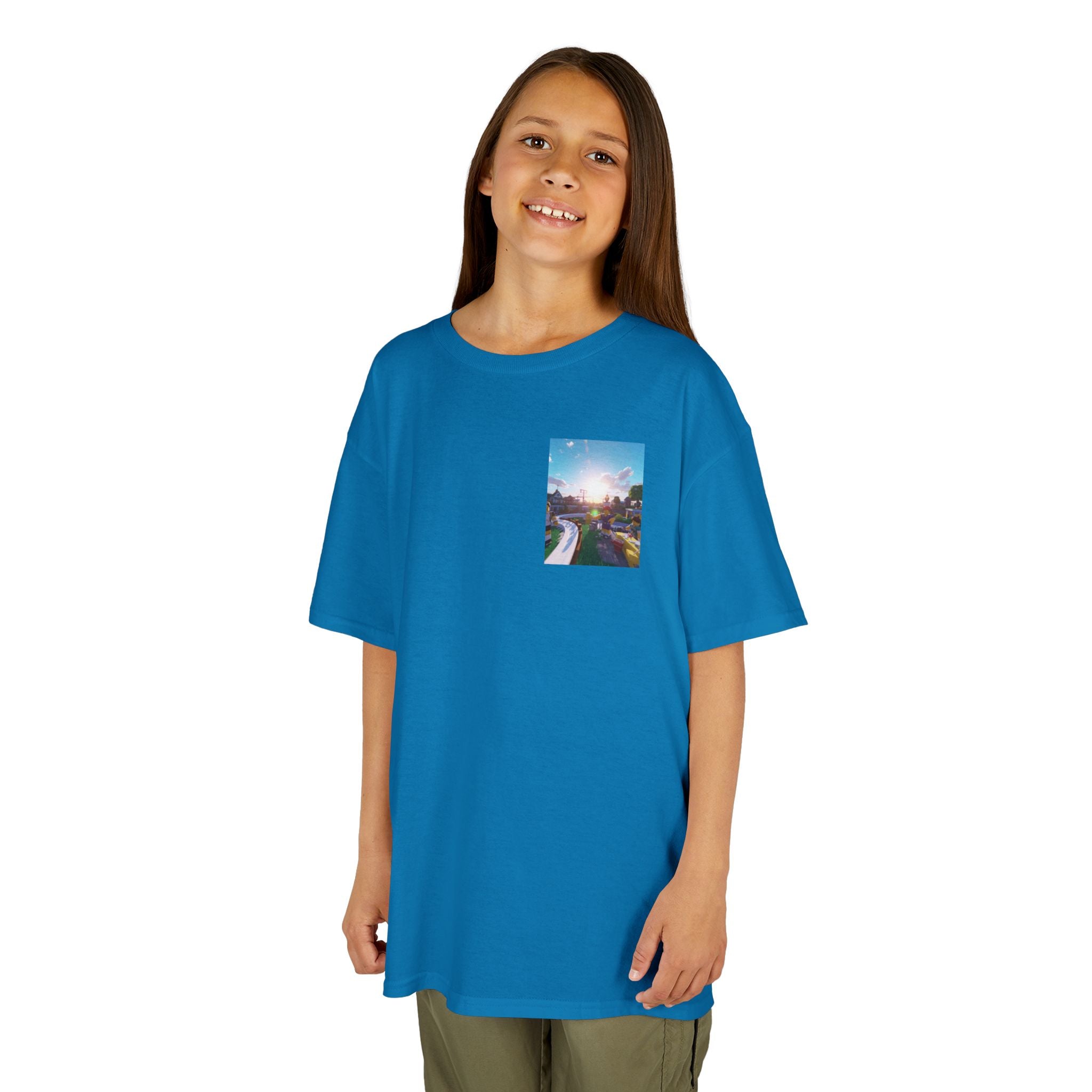 Kids Tee — Colorful Sunset Neighborhood Illustration
