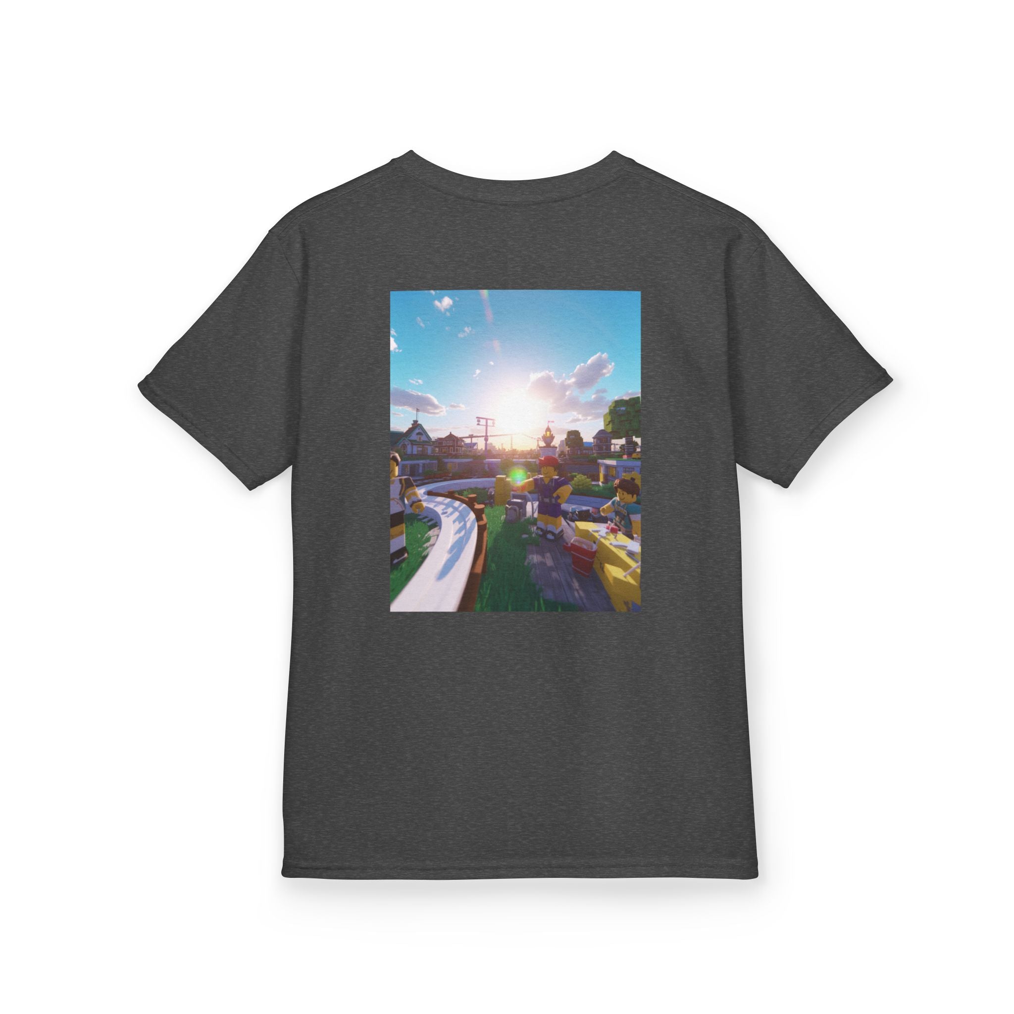 Kids Tee — Colorful Sunset Neighborhood Illustration