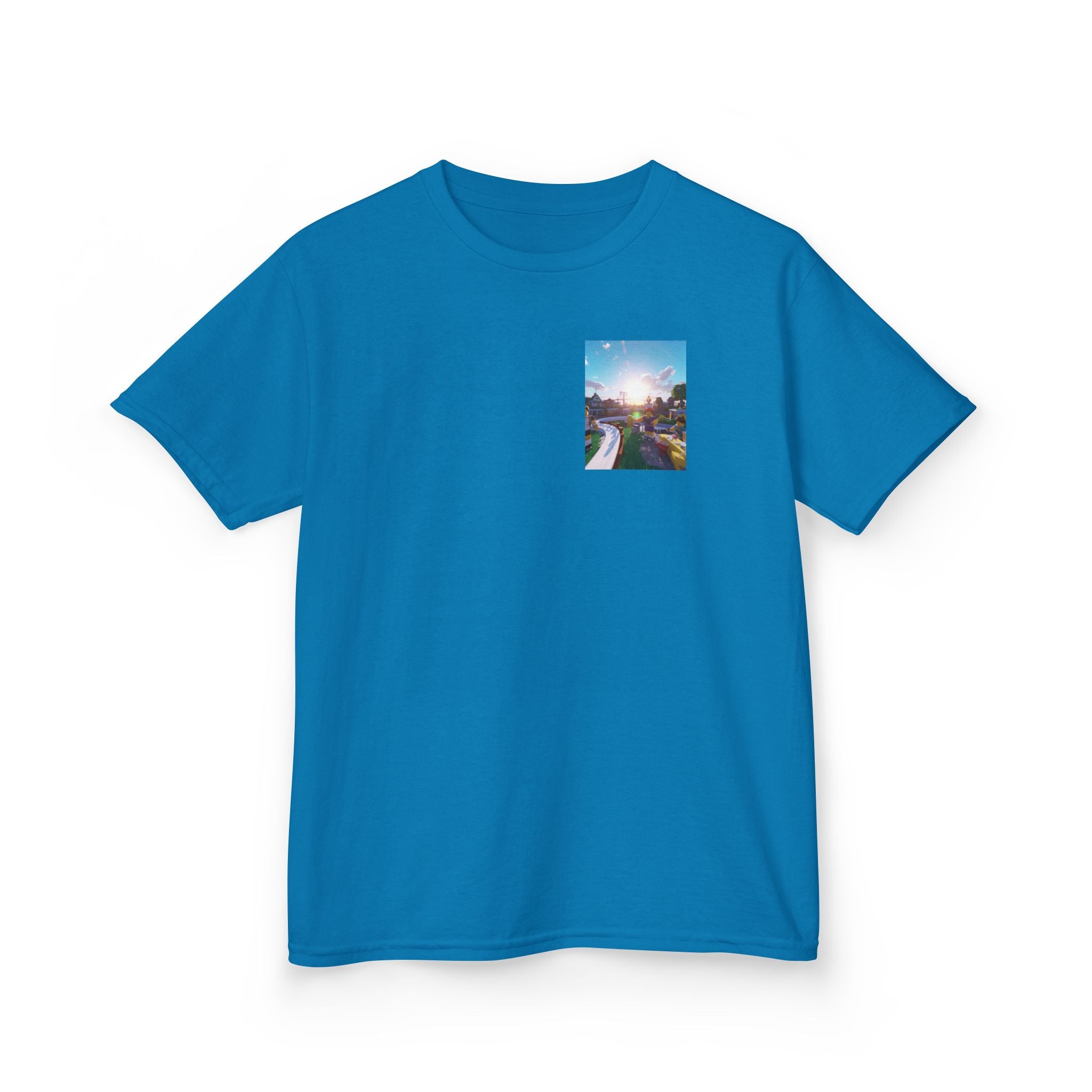 Kids Tee — Colorful Sunset Neighborhood Illustration