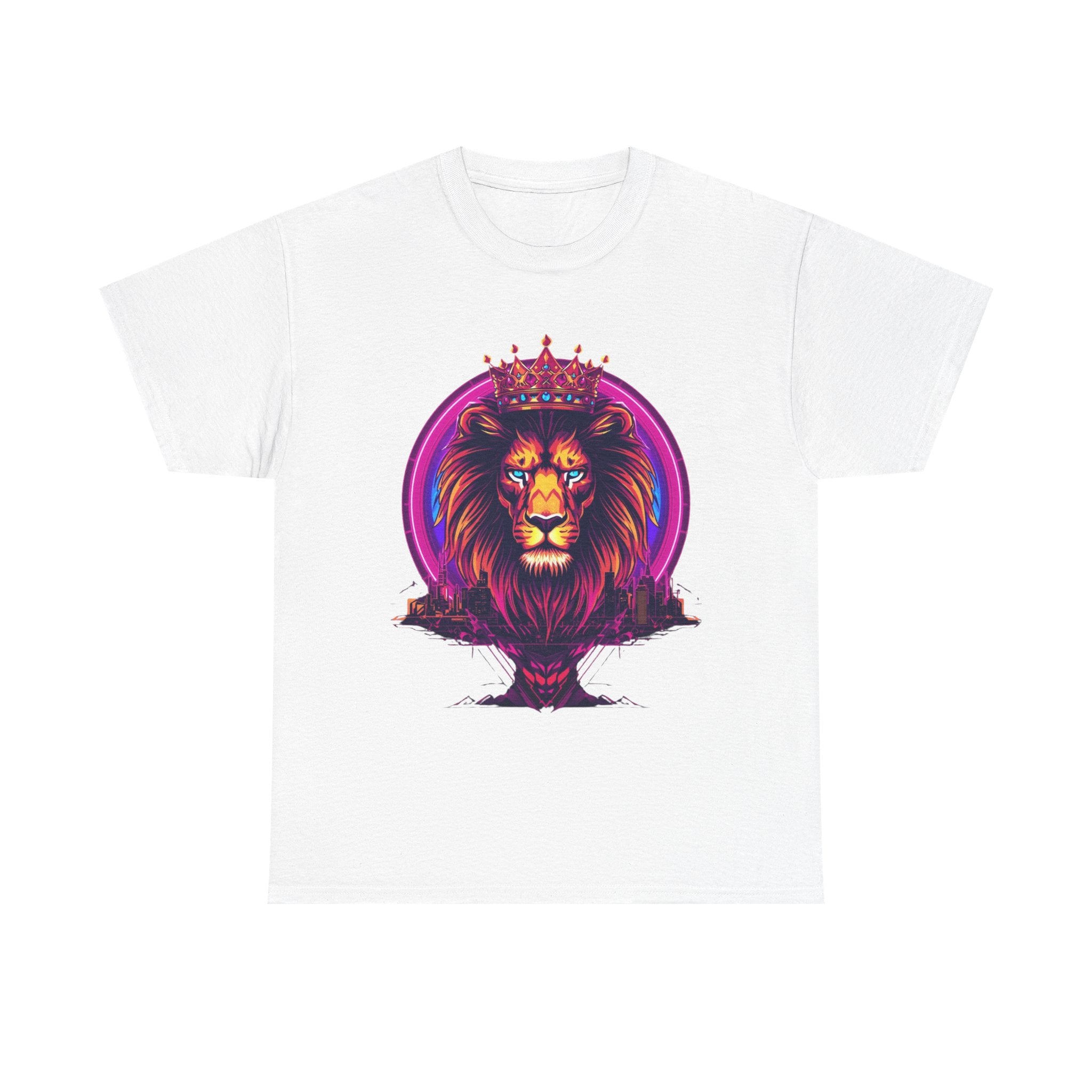 Lion King Crown T-Shirt — Vibrant Neon Lion Graphic Tee
