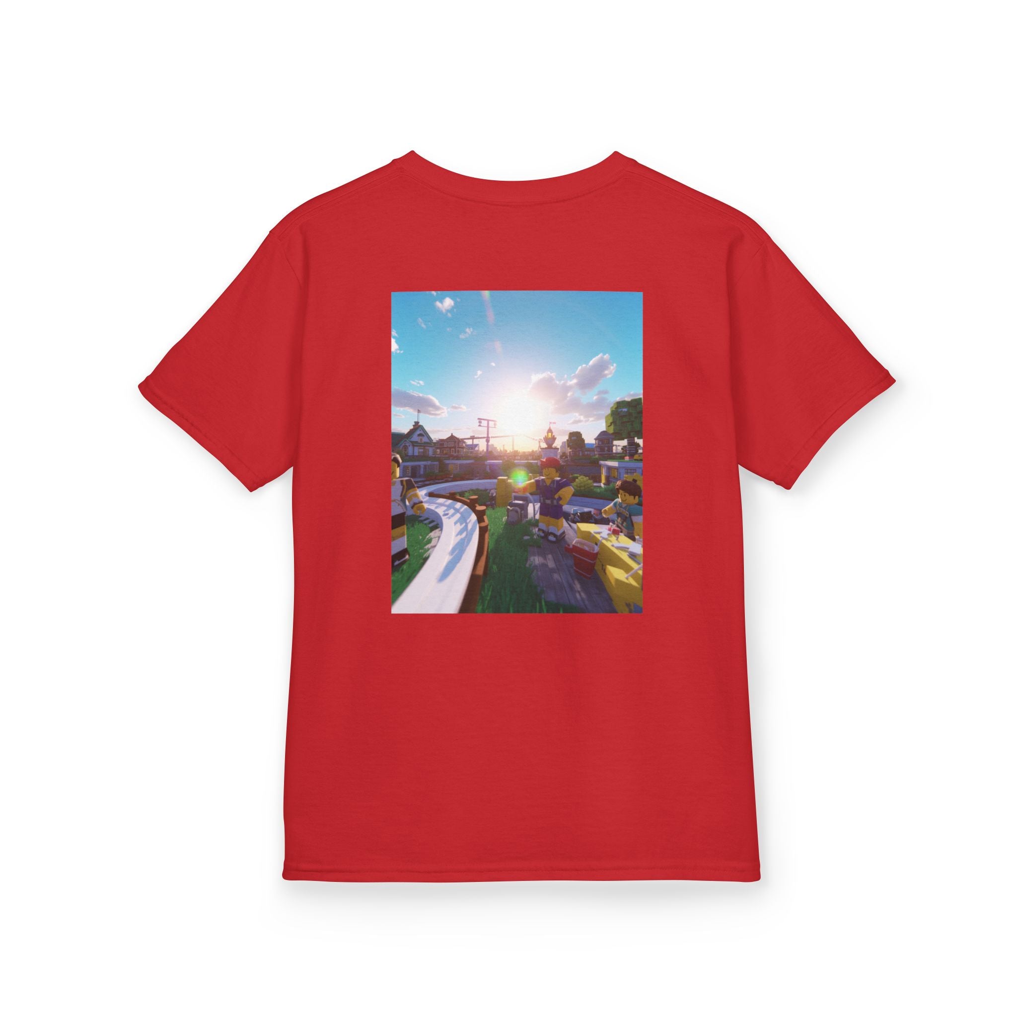 Kids Tee — Colorful Sunset Neighborhood Illustration