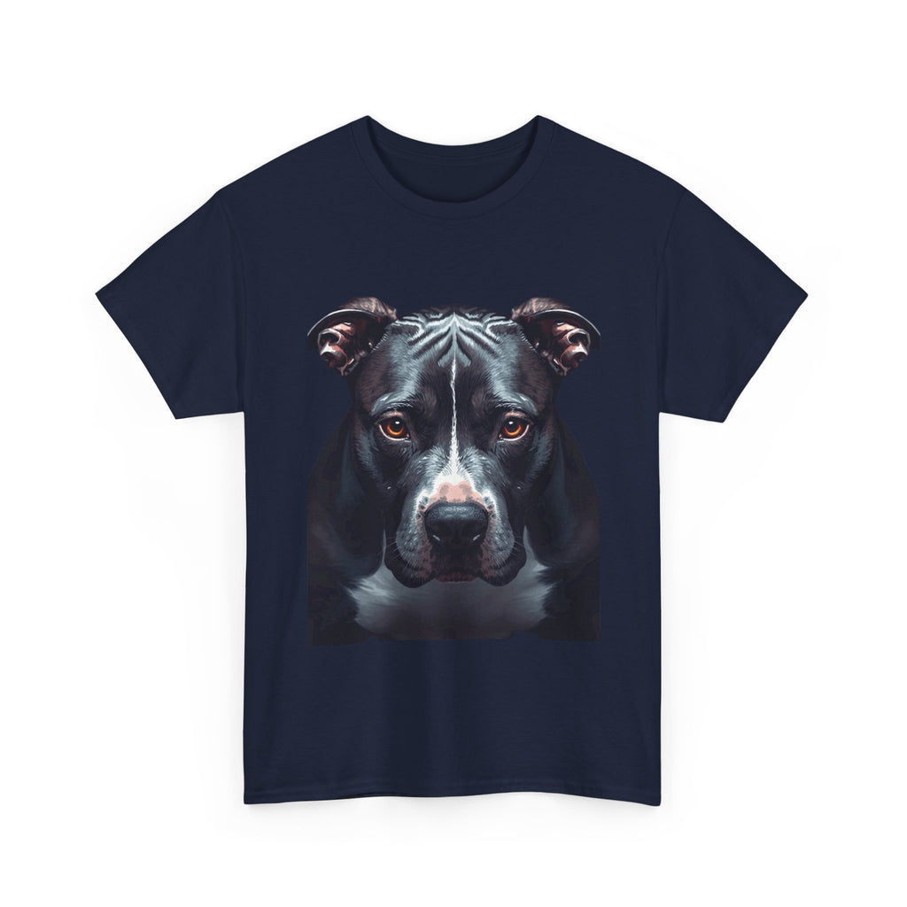Pitbull Portrait T-Shirt — Realistic Black Dog Face Tee for Dog Lovers