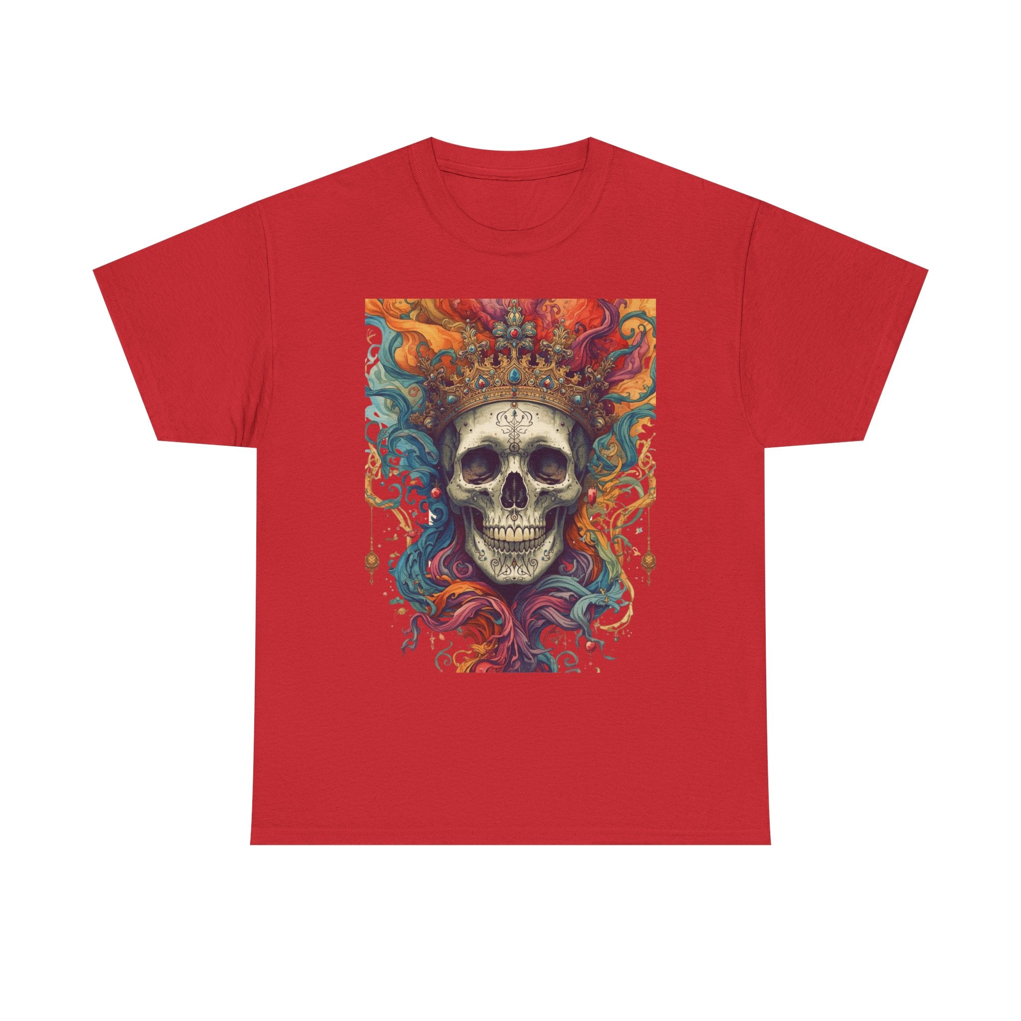 Skull King T-Shirt — Colorful Crowned Skull Graphic Tee for Rock, Gothic & Halloween