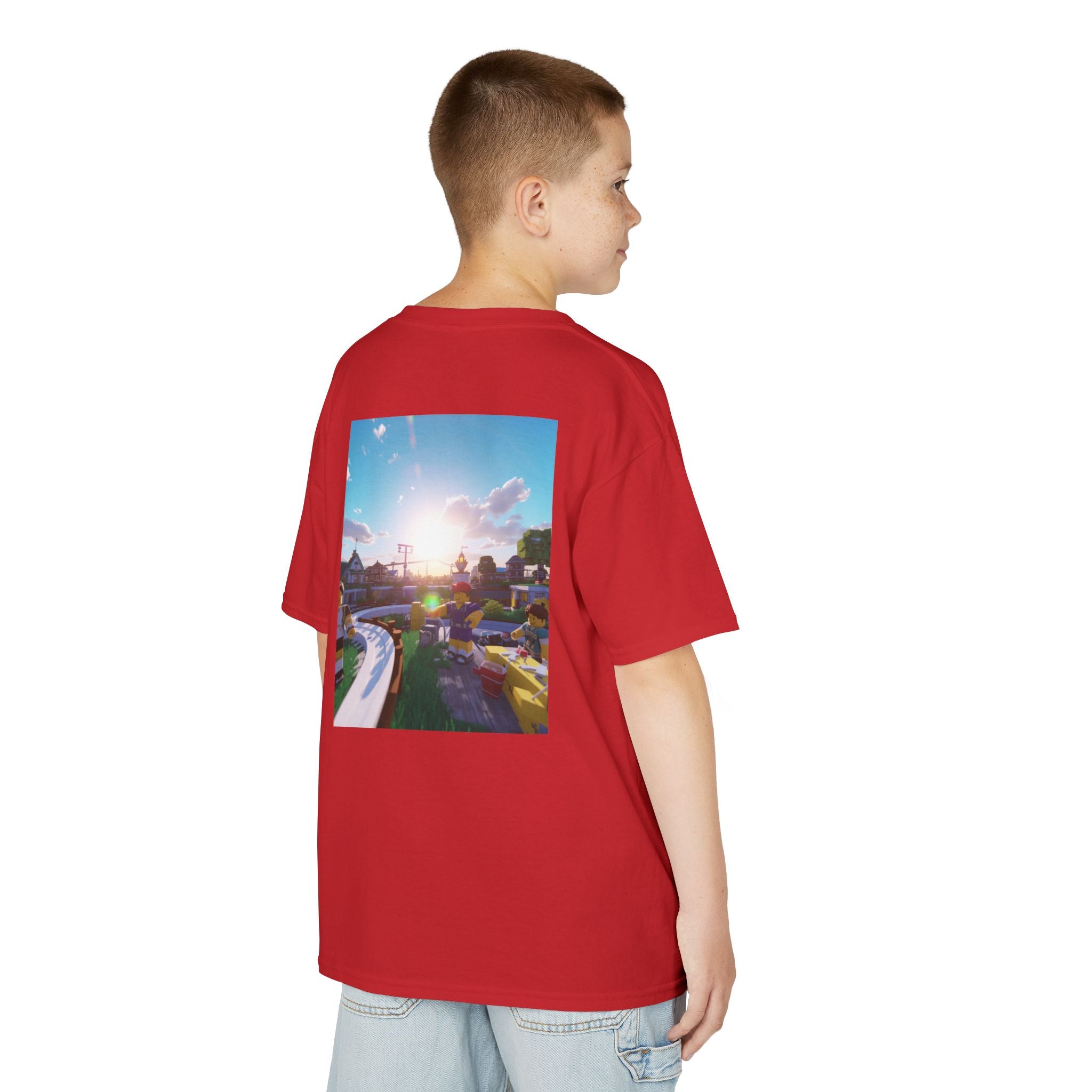 Kids Tee — Colorful Sunset Neighborhood Illustration