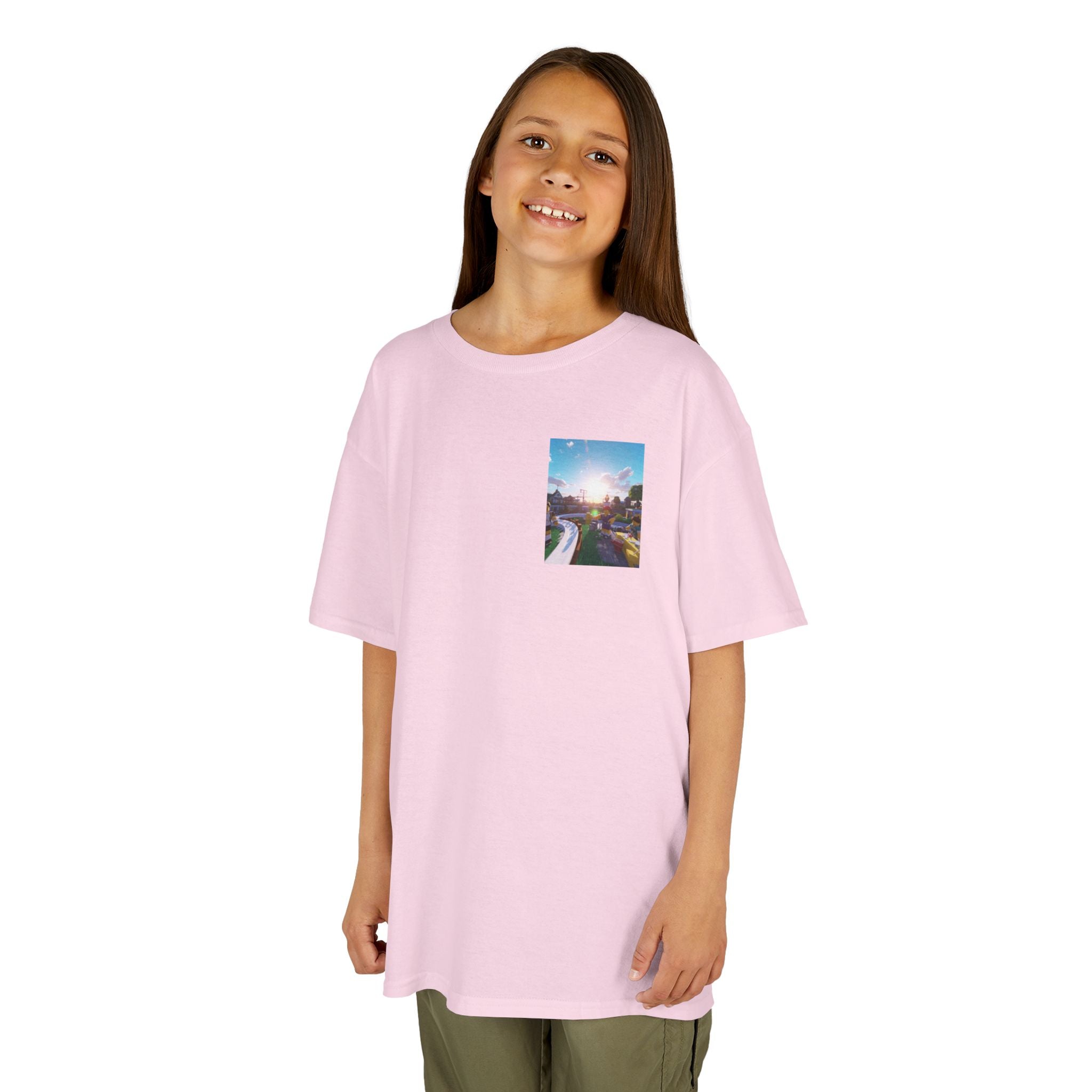 Kids Tee — Colorful Sunset Neighborhood Illustration