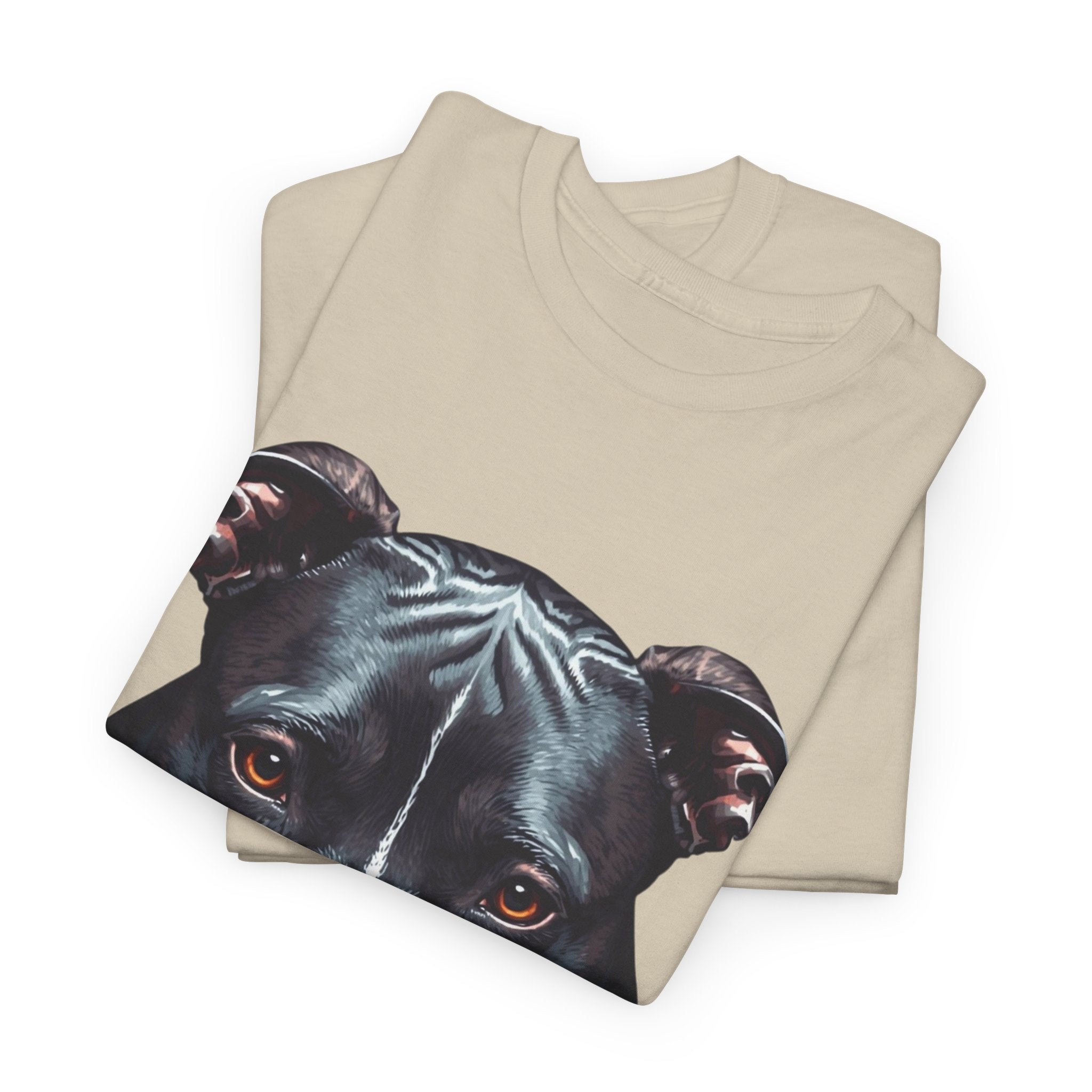 Pitbull Portrait T-Shirt — Realistic Black Dog Face Tee for Dog Lovers