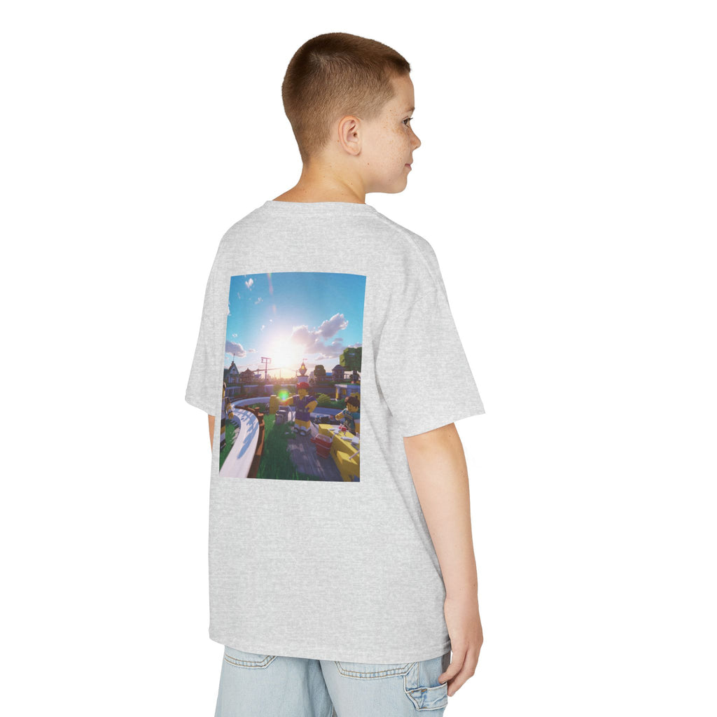 Kids Tee — Colorful Sunset Neighborhood Illustration