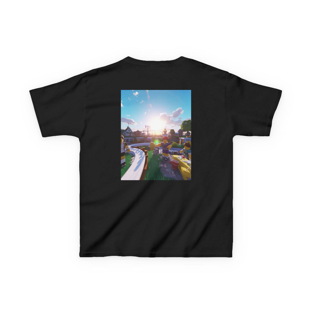 Kids Tee — Colorful Sunset Neighborhood Illustration