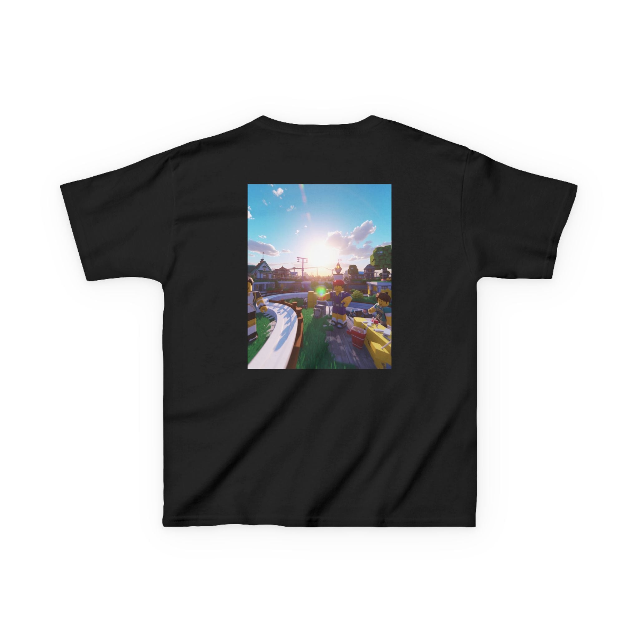 Kids Tee — Colorful Sunset Neighborhood Illustration