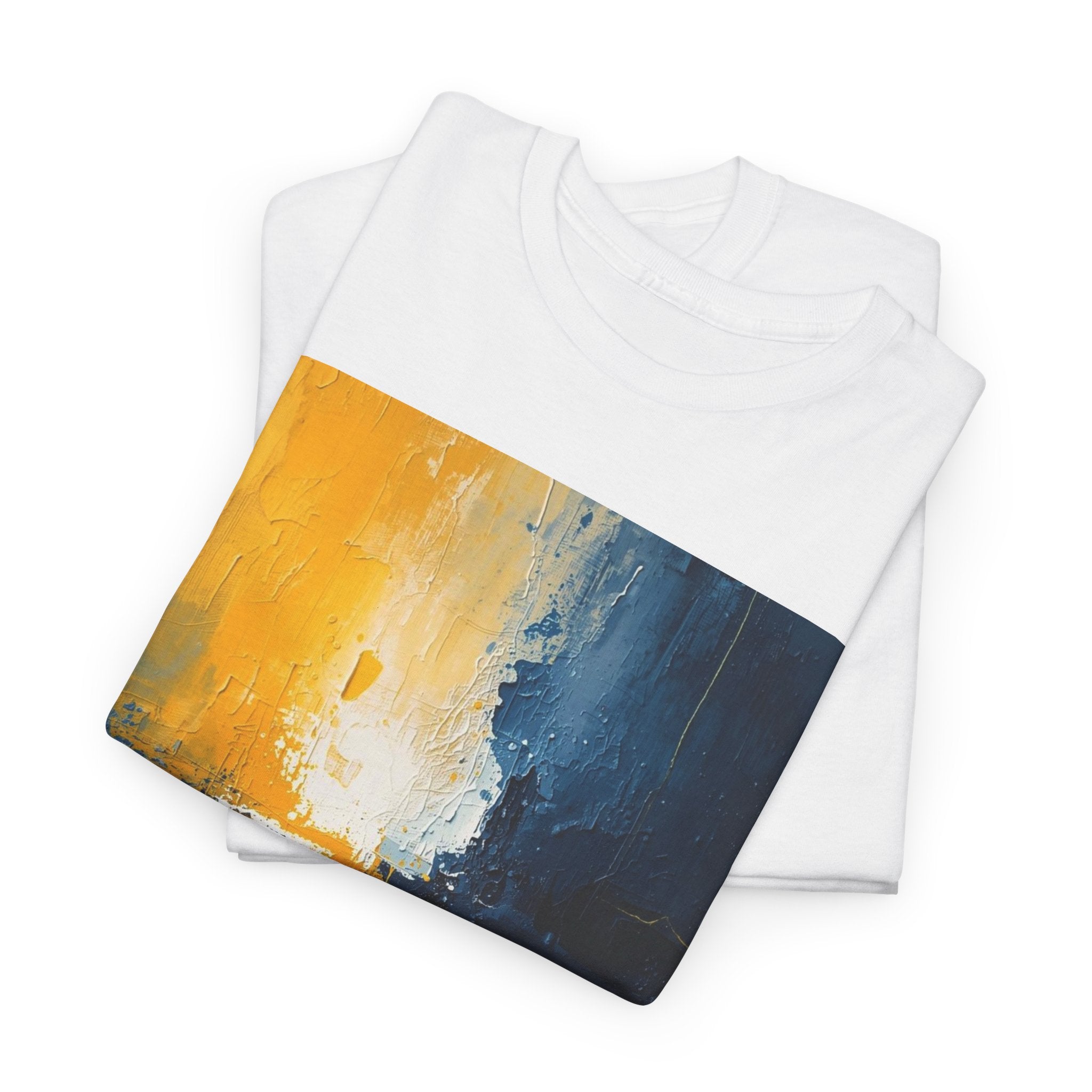 Abstract Sunrise Ocean T-Shirt — Blue & Yellow Modern Art Tee
