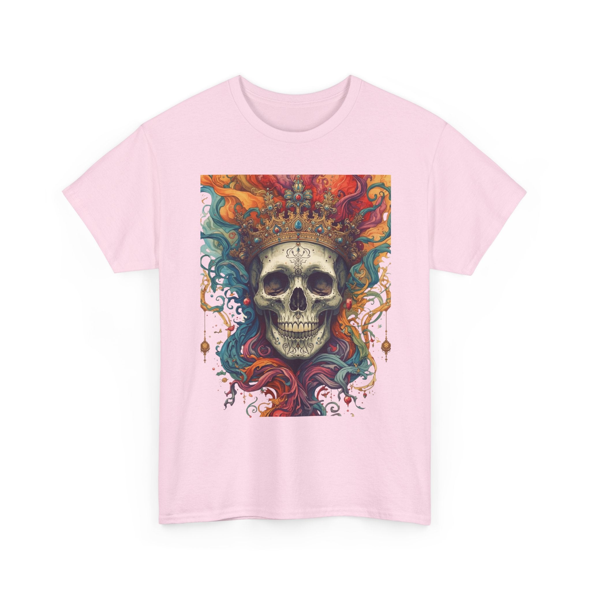 Skull King T-Shirt — Colorful Crowned Skull Graphic Tee for Rock, Gothic & Halloween