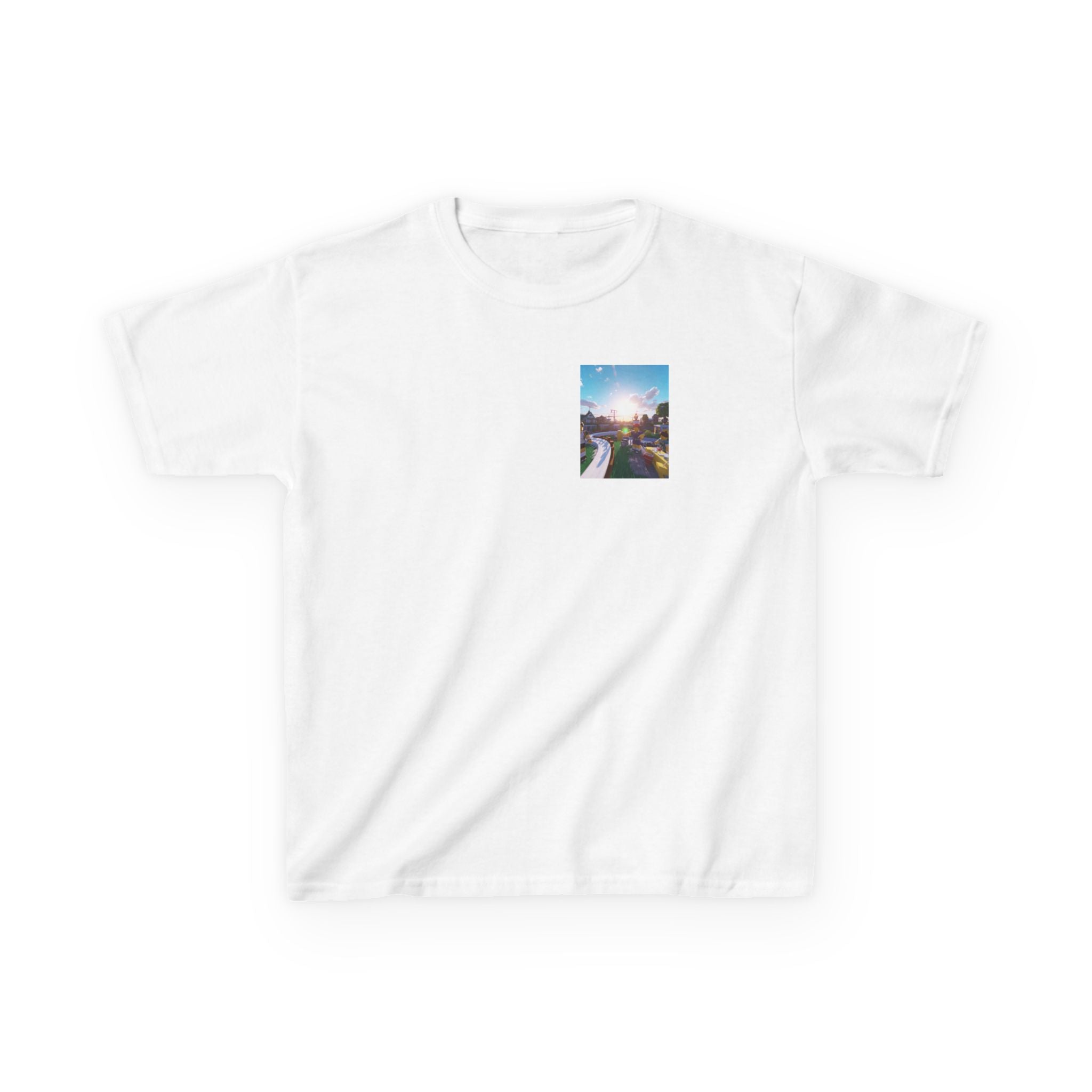 Kids Tee — Colorful Sunset Neighborhood Illustration