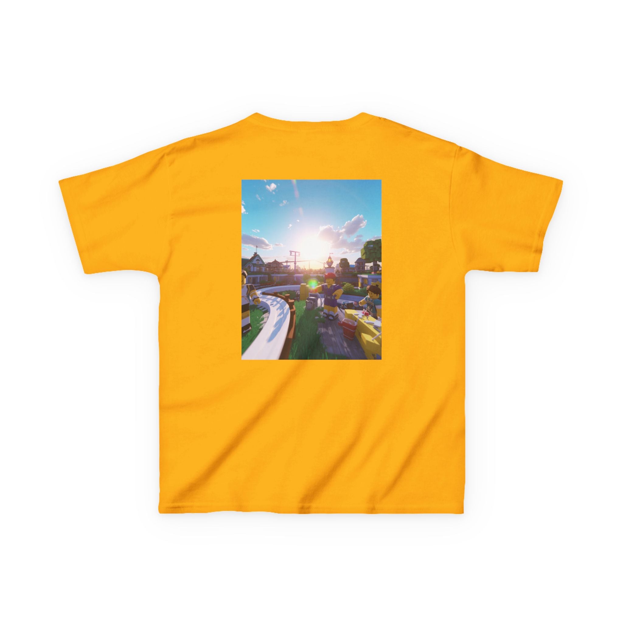 Kids Tee — Colorful Sunset Neighborhood Illustration