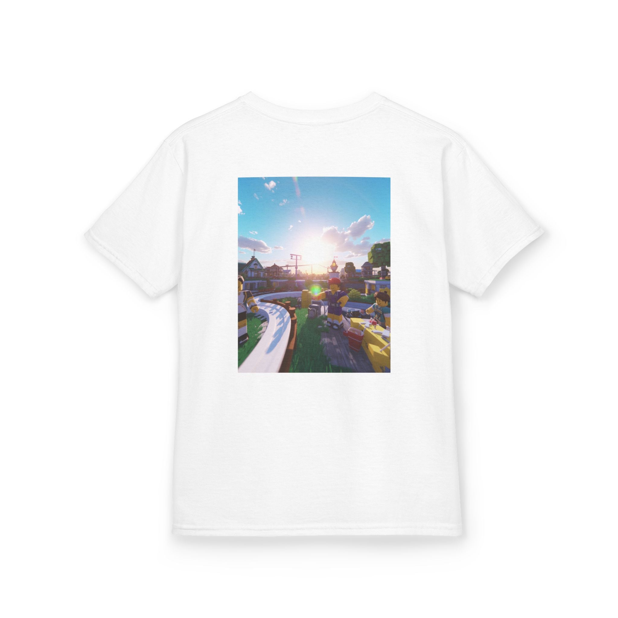 Kids Tee — Colorful Sunset Neighborhood Illustration