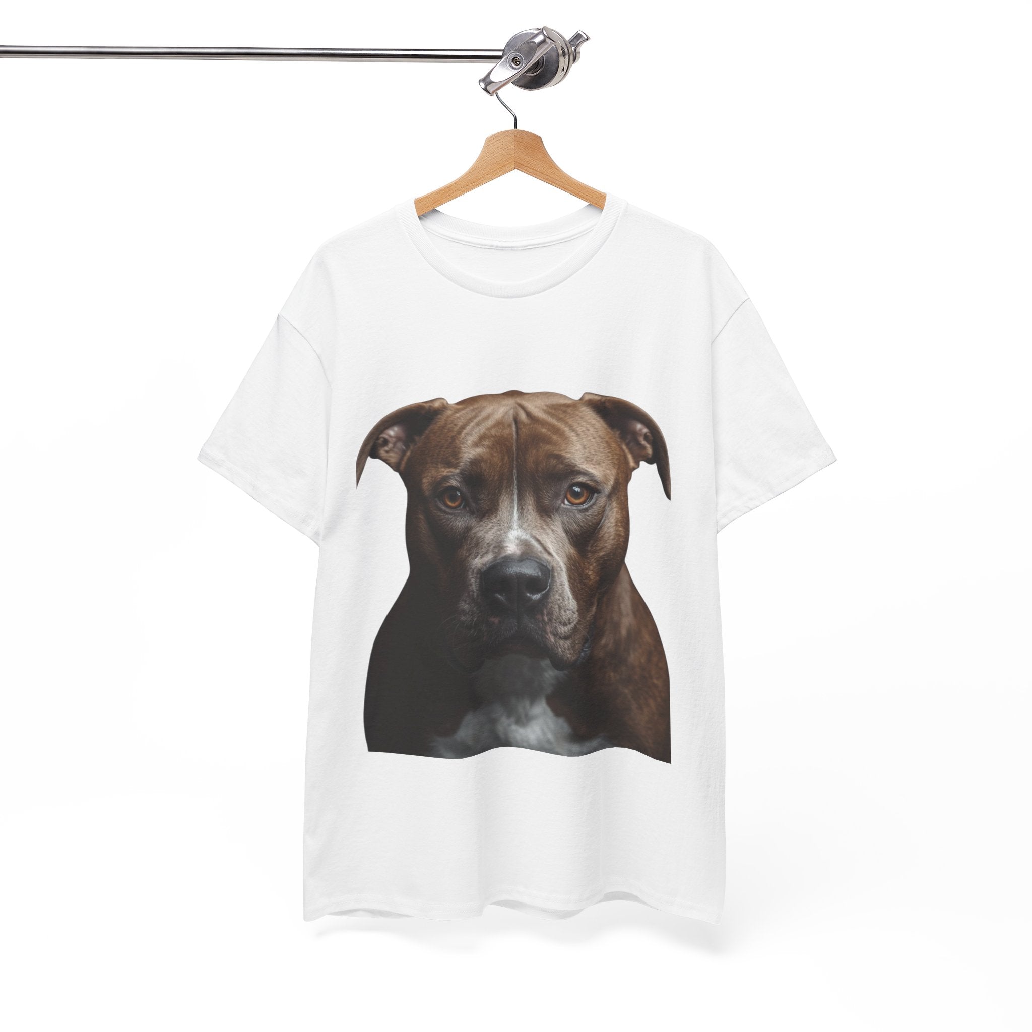 Pit Bull Portrait T-Shirt — Realistic Dog Face Tee for Dog Lovers