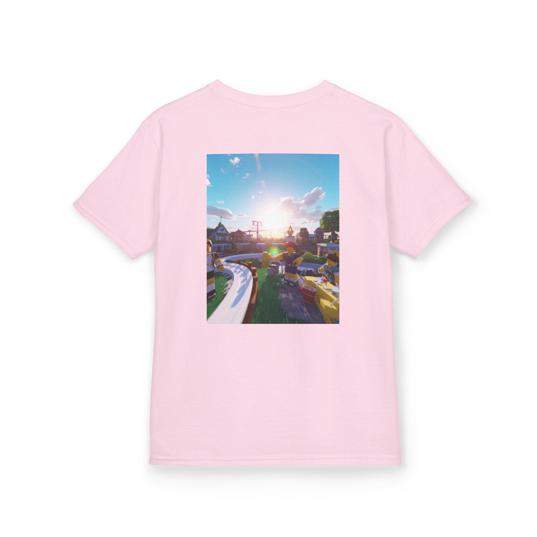 Kids Tee — Colorful Sunset Neighborhood Illustration