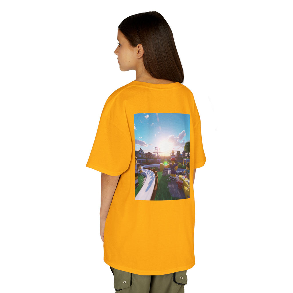 Kids Tee — Colorful Sunset Neighborhood Illustration