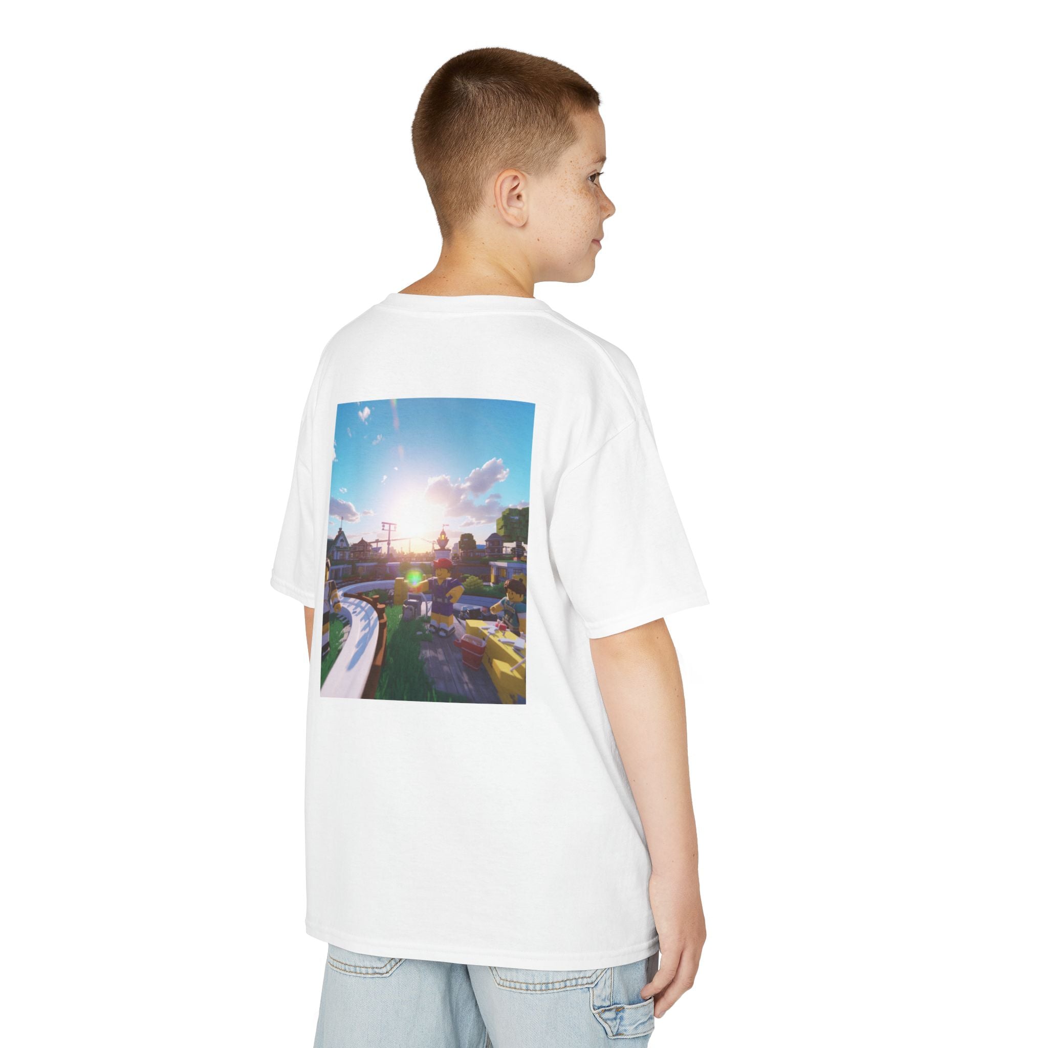 Kids Tee — Colorful Sunset Neighborhood Illustration