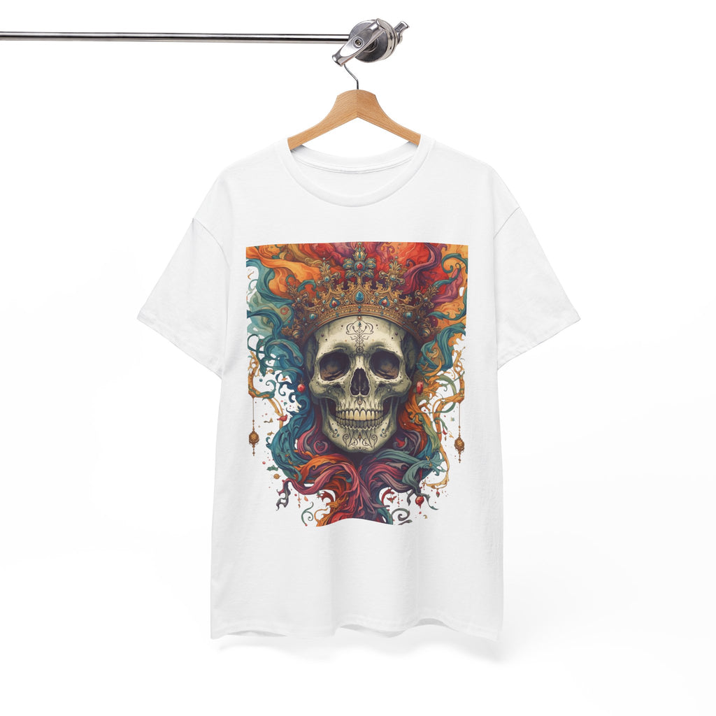 Skull King T-Shirt — Colorful Crowned Skull Graphic Tee for Rock, Gothic & Halloween