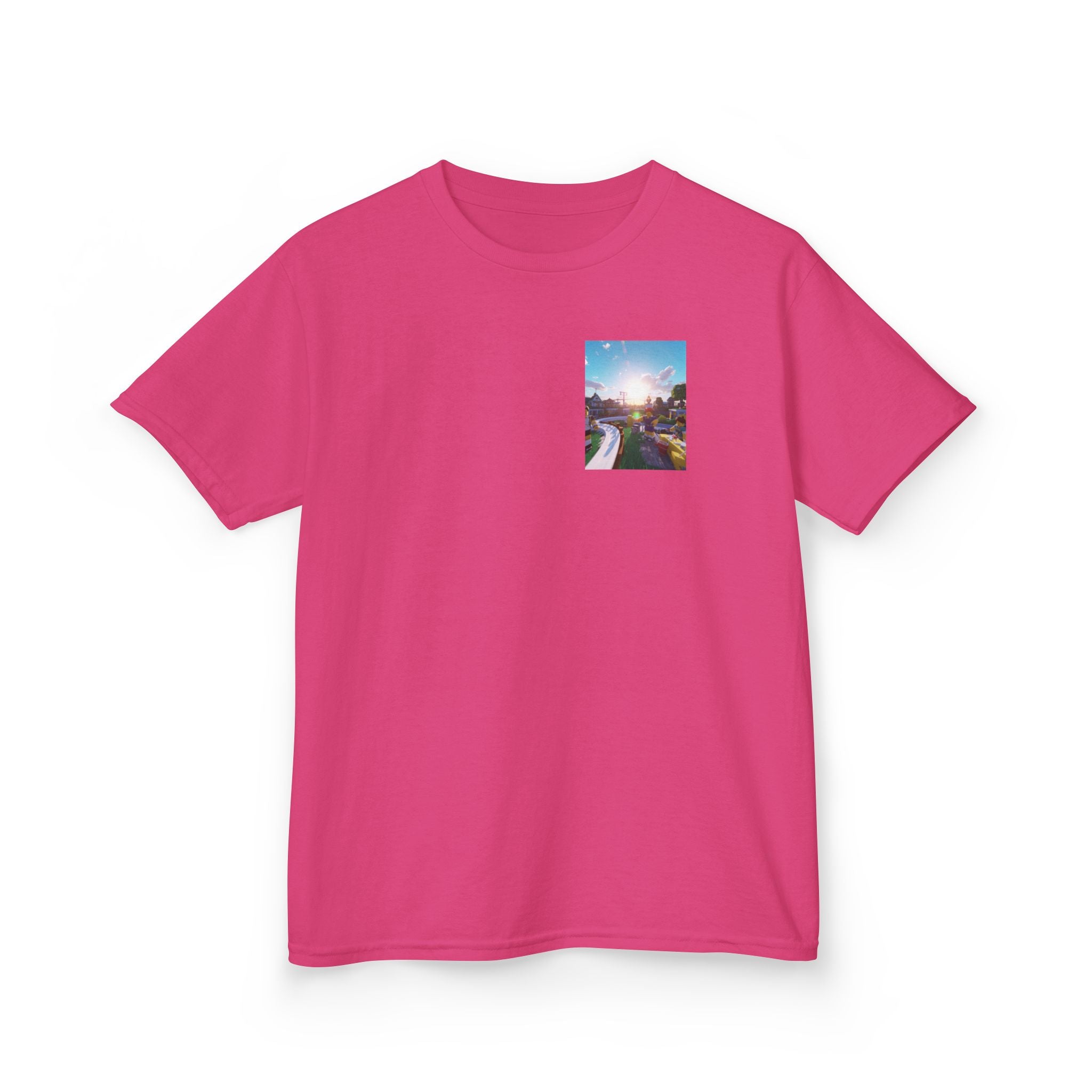 Kids Tee — Colorful Sunset Neighborhood Illustration
