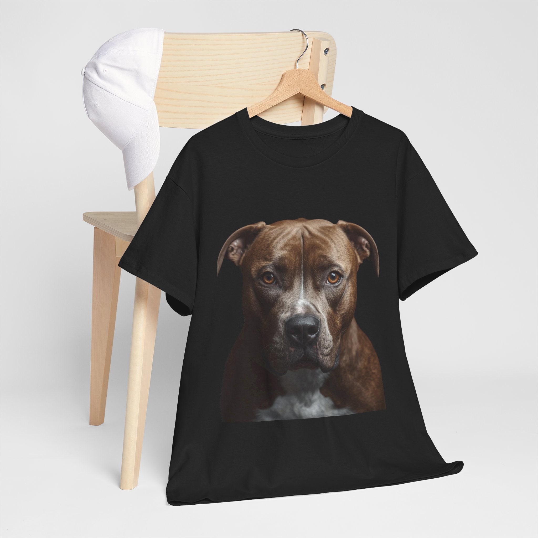 Pit Bull Portrait T-Shirt — Realistic Dog Face Tee for Dog Lovers