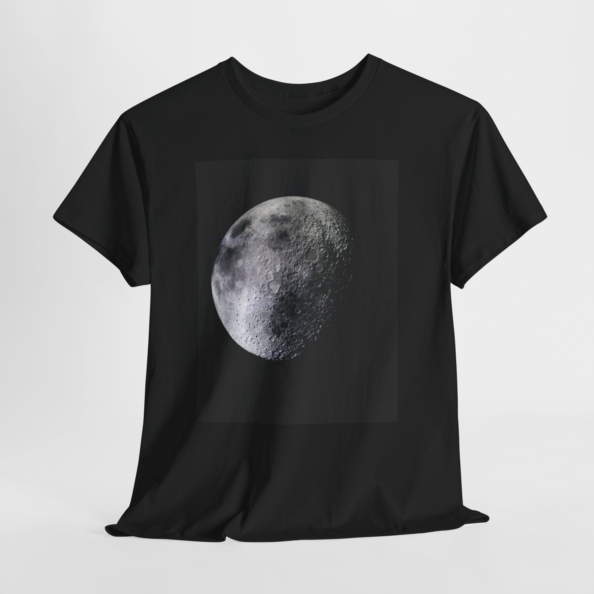 Moon Phase Tee — Realistic Half Moon Graphic T-Shirt