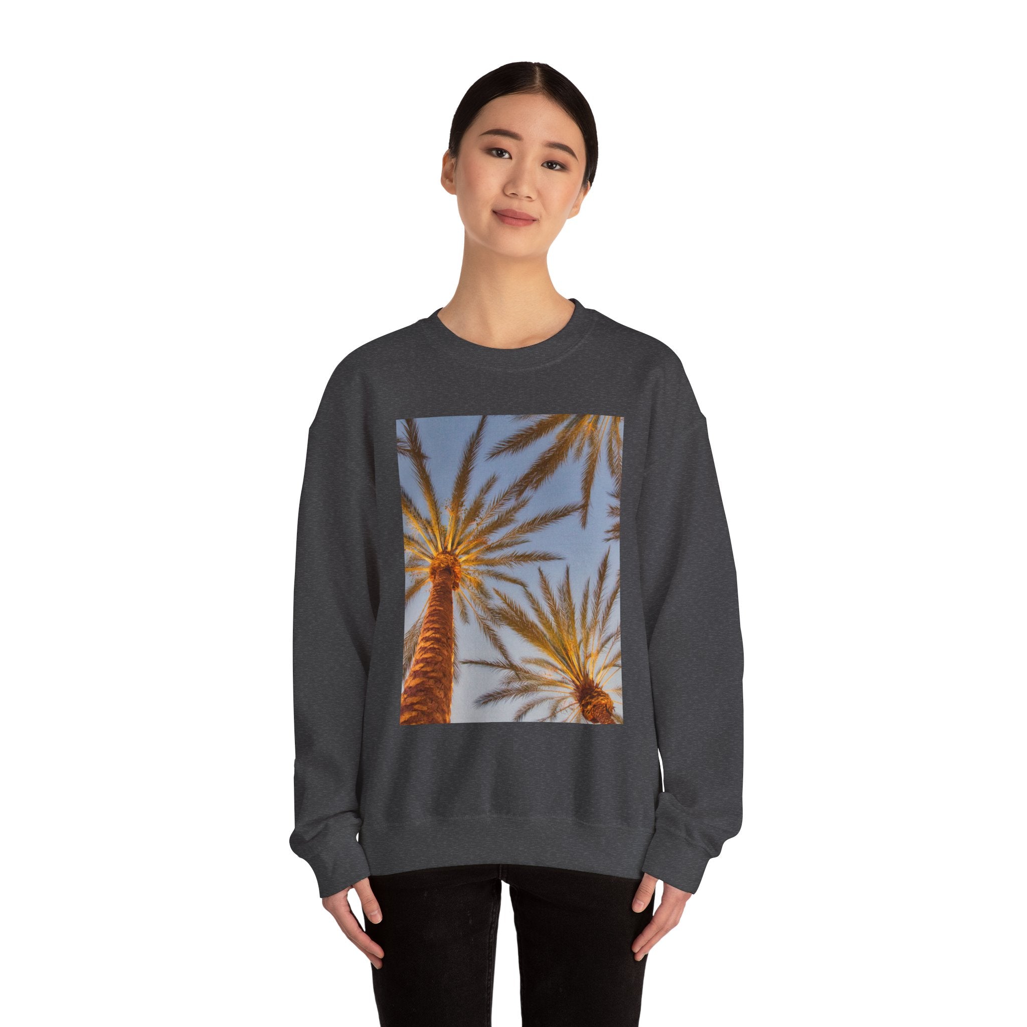 Palm Trees Crewneck Sweatshirt — Vintage Sunset California Vibe