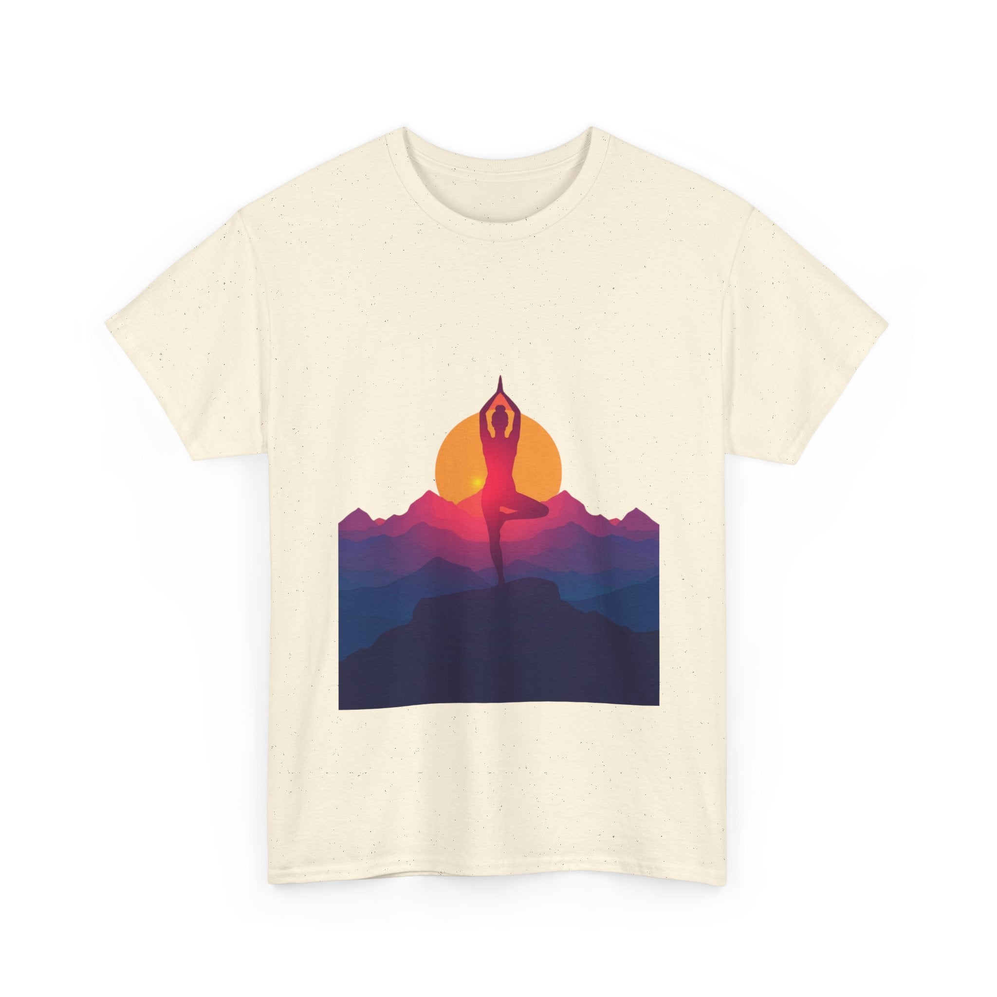 Yoga Sunset Tee — Mountain Sunrise Meditation Graphic T-Shirt