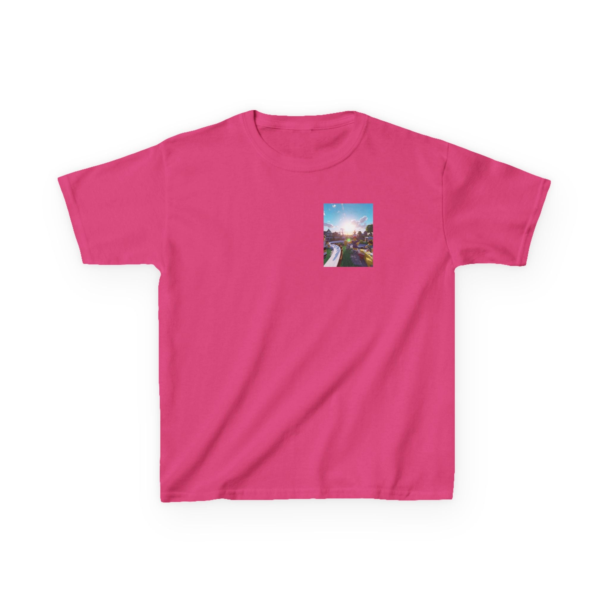 Kids Tee — Colorful Sunset Neighborhood Illustration