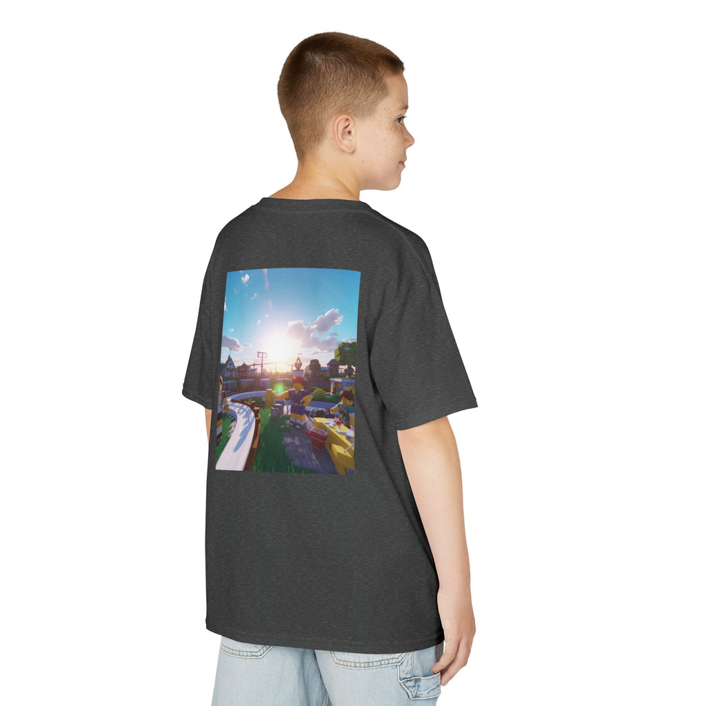 Kids Tee — Colorful Sunset Neighborhood Illustration