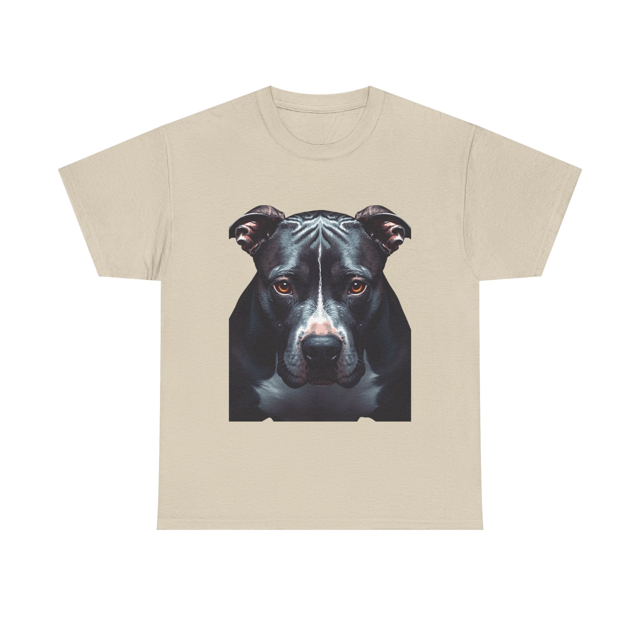 Pitbull Portrait T-Shirt — Realistic Black Dog Face Tee for Dog Lovers