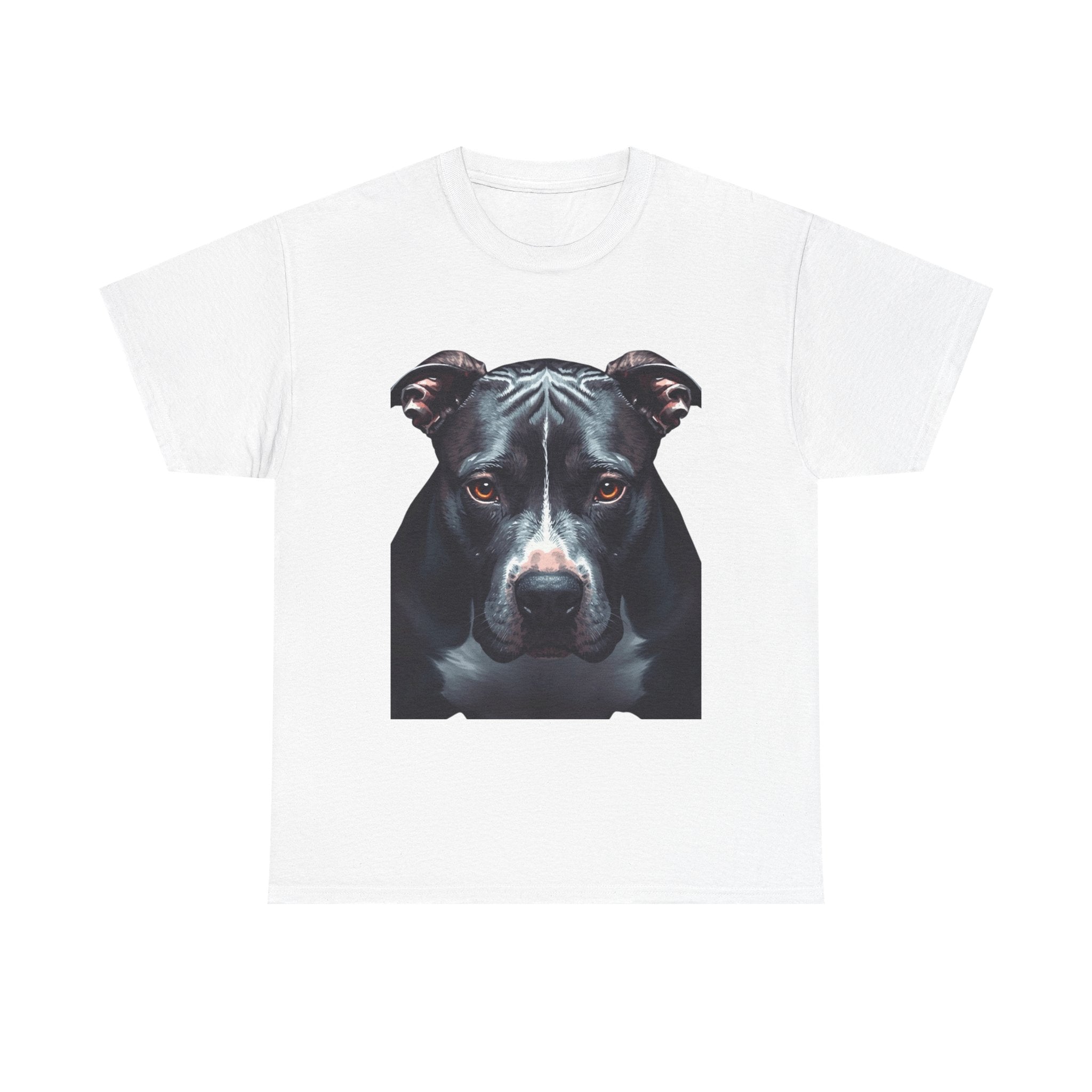 Pitbull Portrait T-Shirt — Realistic Black Dog Face Tee for Dog Lovers