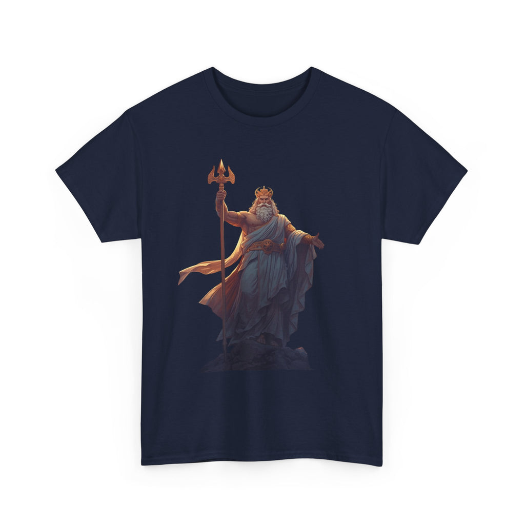 Poseidon Trident Statue T-Shirt — Mythic Sea God Graphic Tee
