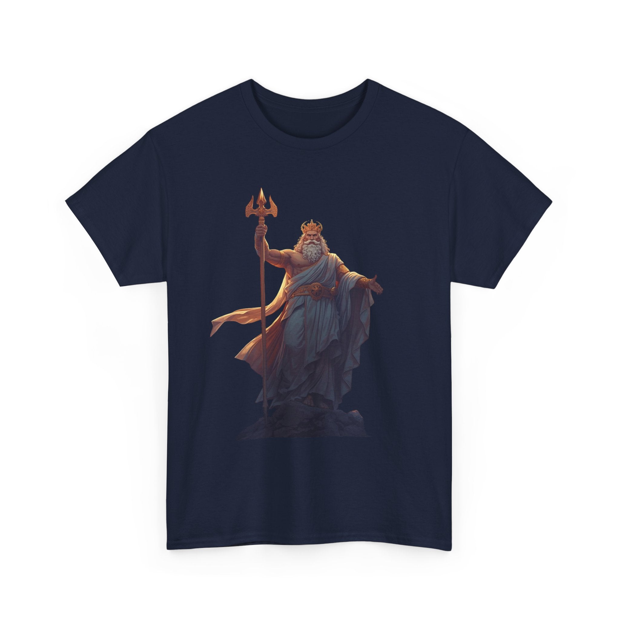 Poseidon Trident Statue T-Shirt — Mythic Sea God Graphic Tee