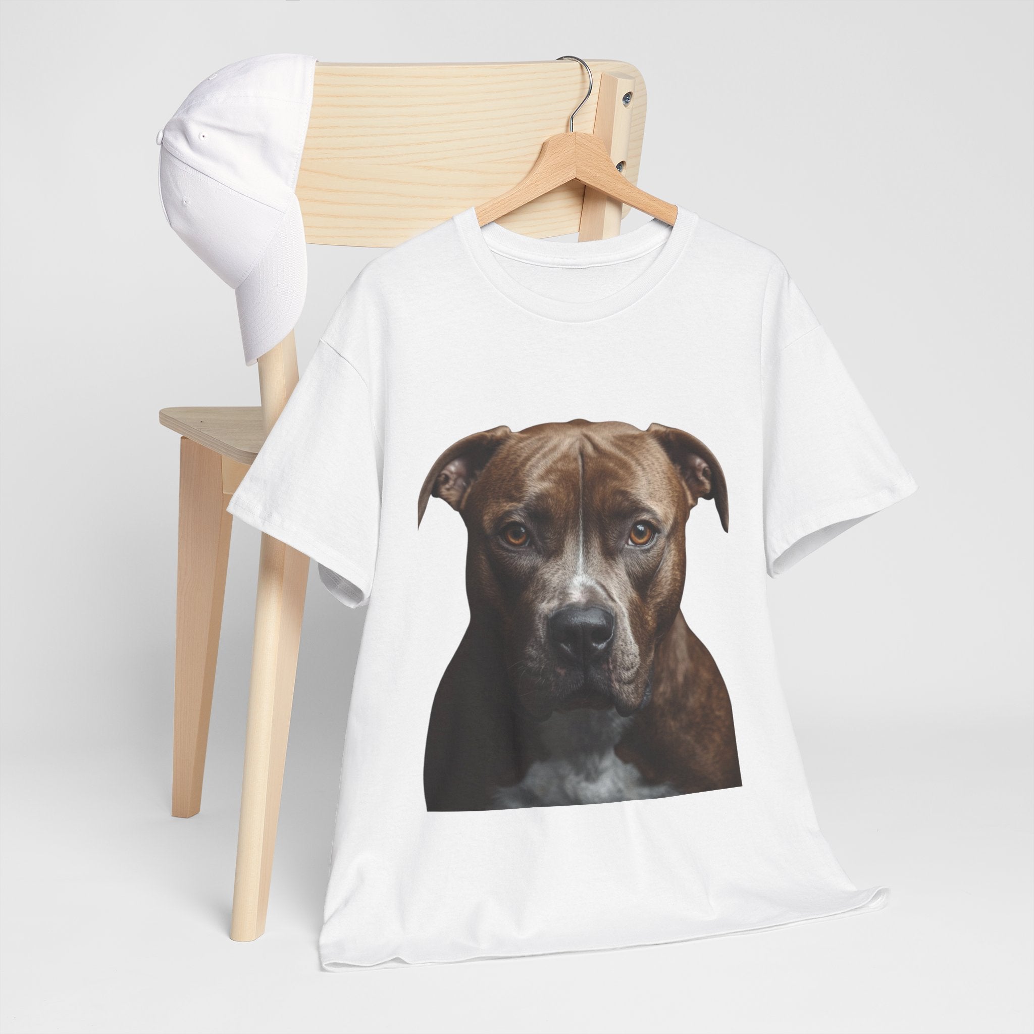 Pit Bull Portrait T-Shirt — Realistic Dog Face Tee for Dog Lovers